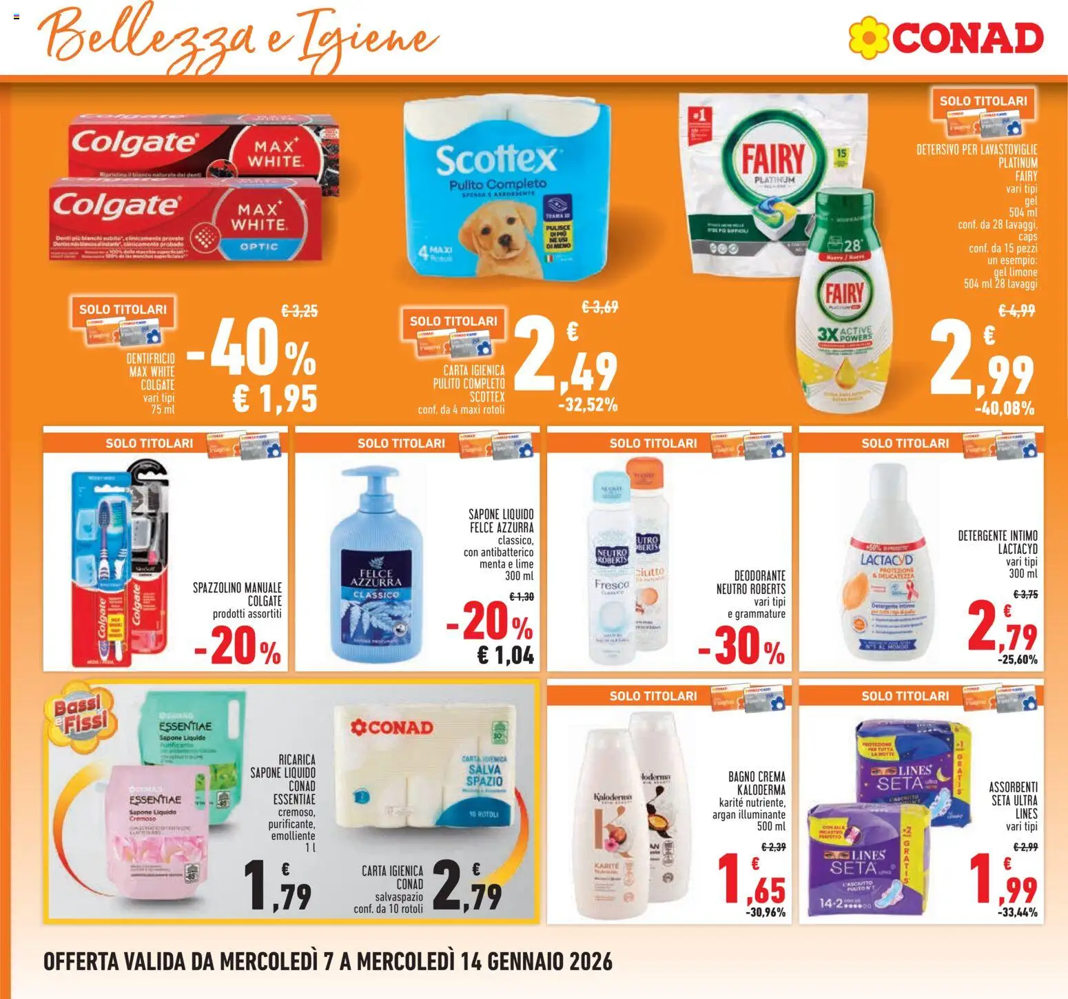 Volantino Conad del 07.01.2026 | Pagina: 20 | Prodotti: Sapone, Detergente, Intimo, Lavastoviglie