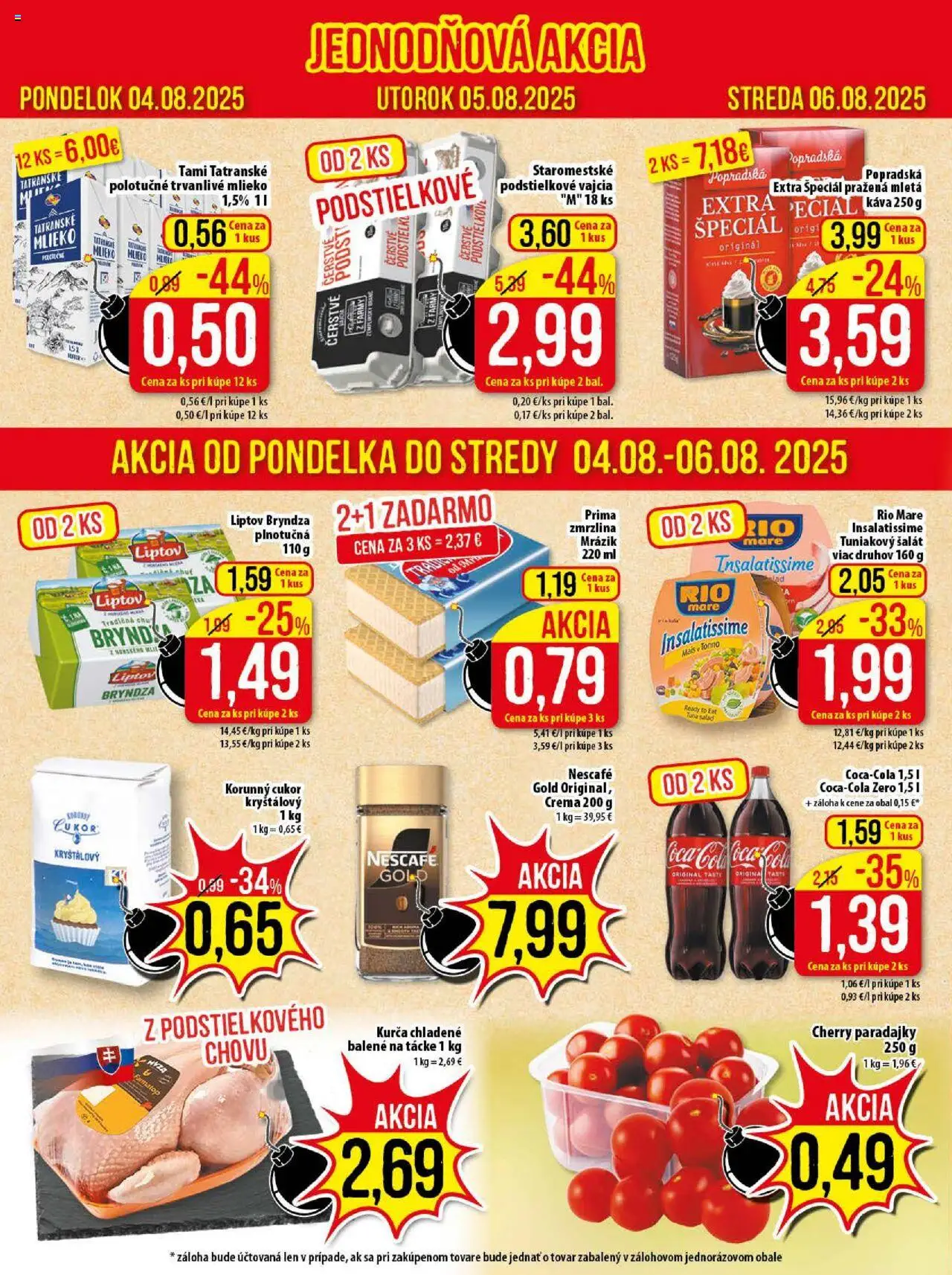 Klas leták │ platný od 04.08.2025 | Strana: 2 | Produkty: Vajcia, Paradajky, Rio Mare, Šalát