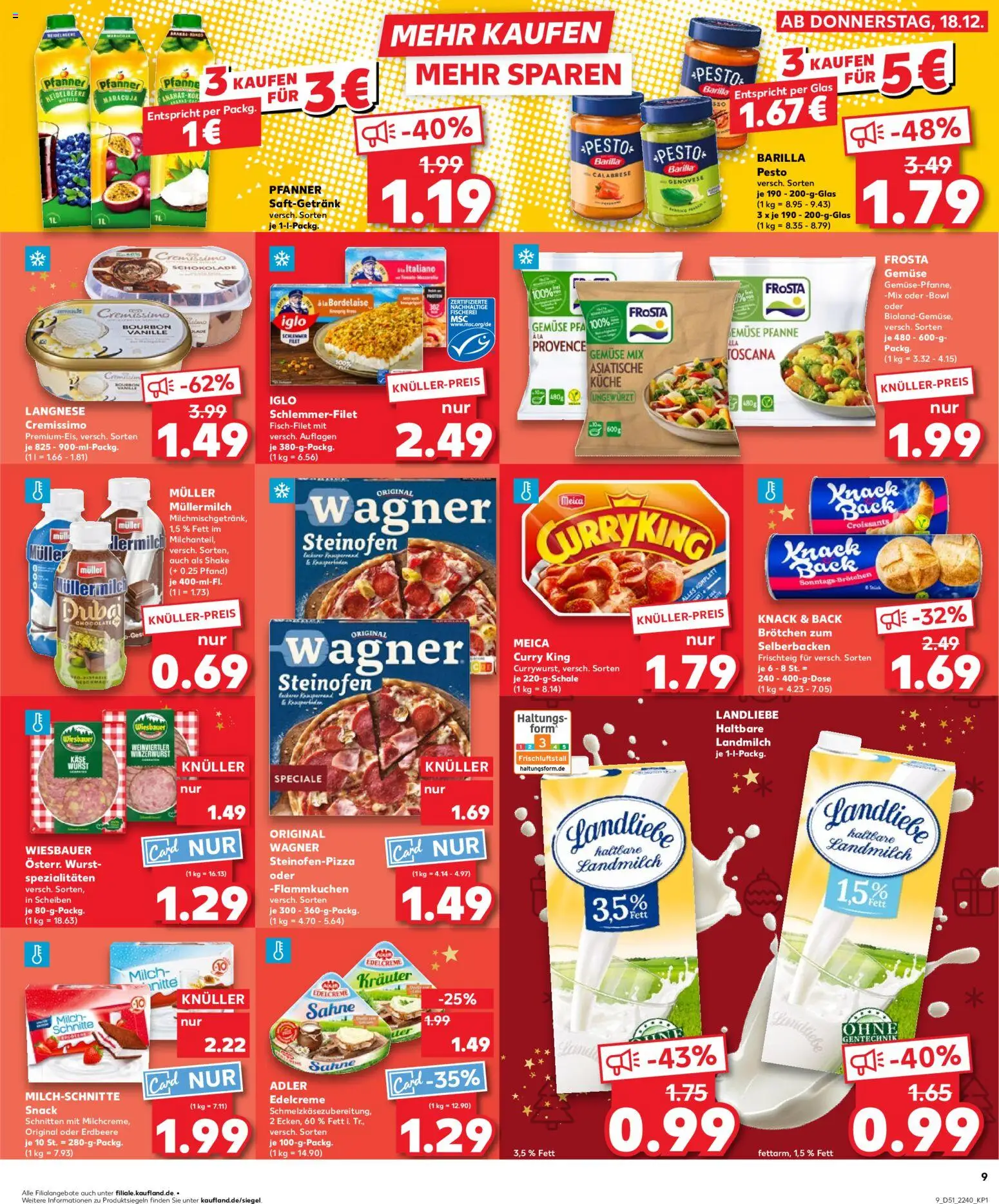 Kaufland prospekt Speyer	 – gültig ab 21.12.2025 | Seite: 9 | Produkte: Cremissimo, Milch, Barilla pesto, Sahne