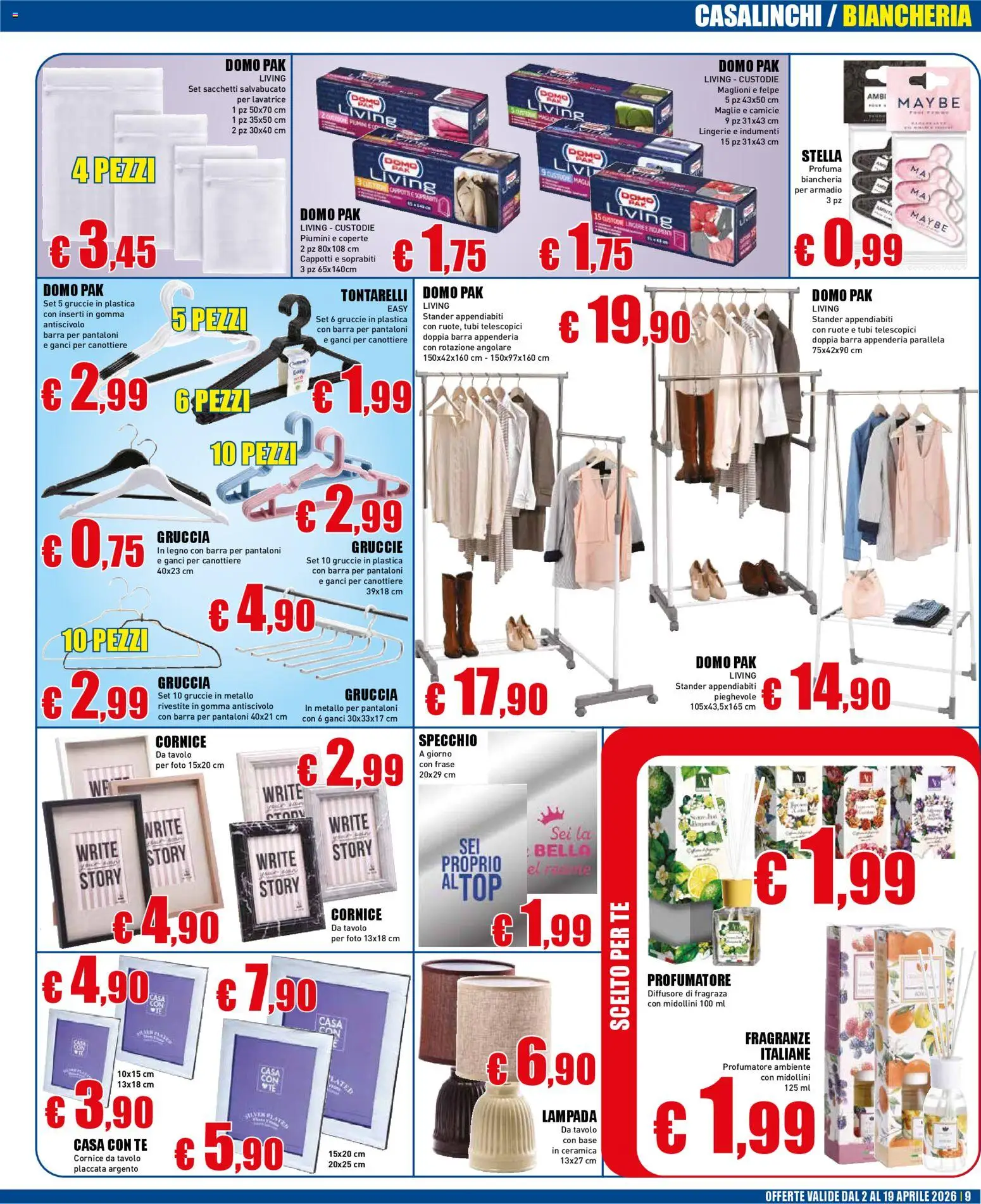 Volantino Casalandia del 02.04.2026 | Pagina: 9 | Prodotti: Tè, Armadio, Tavolo, Lampada