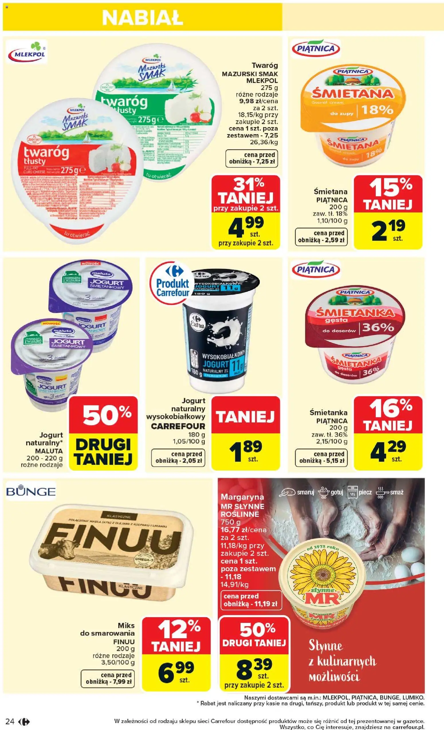 Carrefour gazetka od 20.04.2026 | Strona: 26 | Produkty: Jogurt naturalny, Margaryna, Śmietana, Twaróg