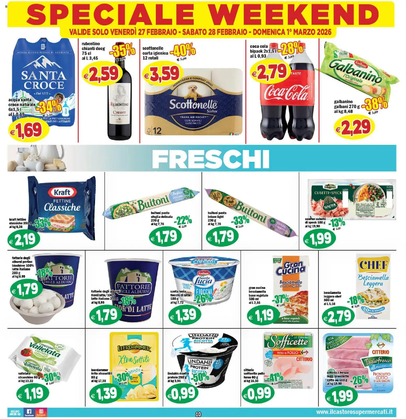 Volantino Il Castoro del 25.02.2026 | Pagina: 10 | Prodotti: Speck, Petto di Pollo, Acqua, Latte