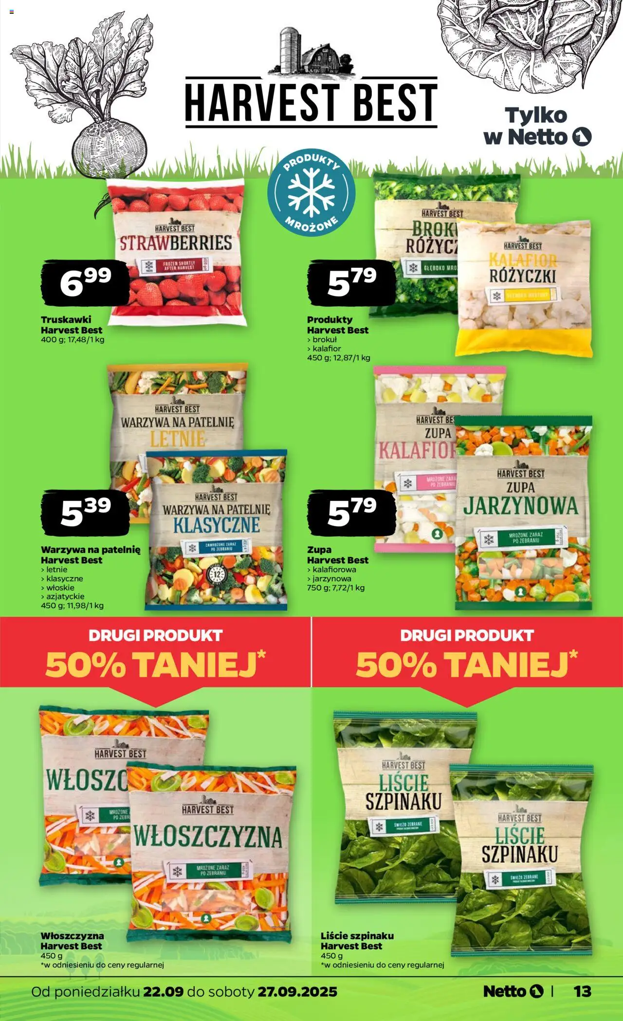 Netto gazetka - Spożywcza od 22.09.2025 | Strona: 13 | Produkty: Brokuł, Patelnie, Zupa, Truskawki
