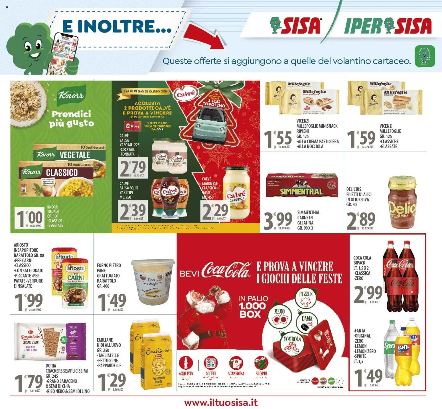 Volantino SISA del 16.12.2025 | Pagina: 25 | Prodotti: Pane, Tagliatelle, Salsa, Coca Cola