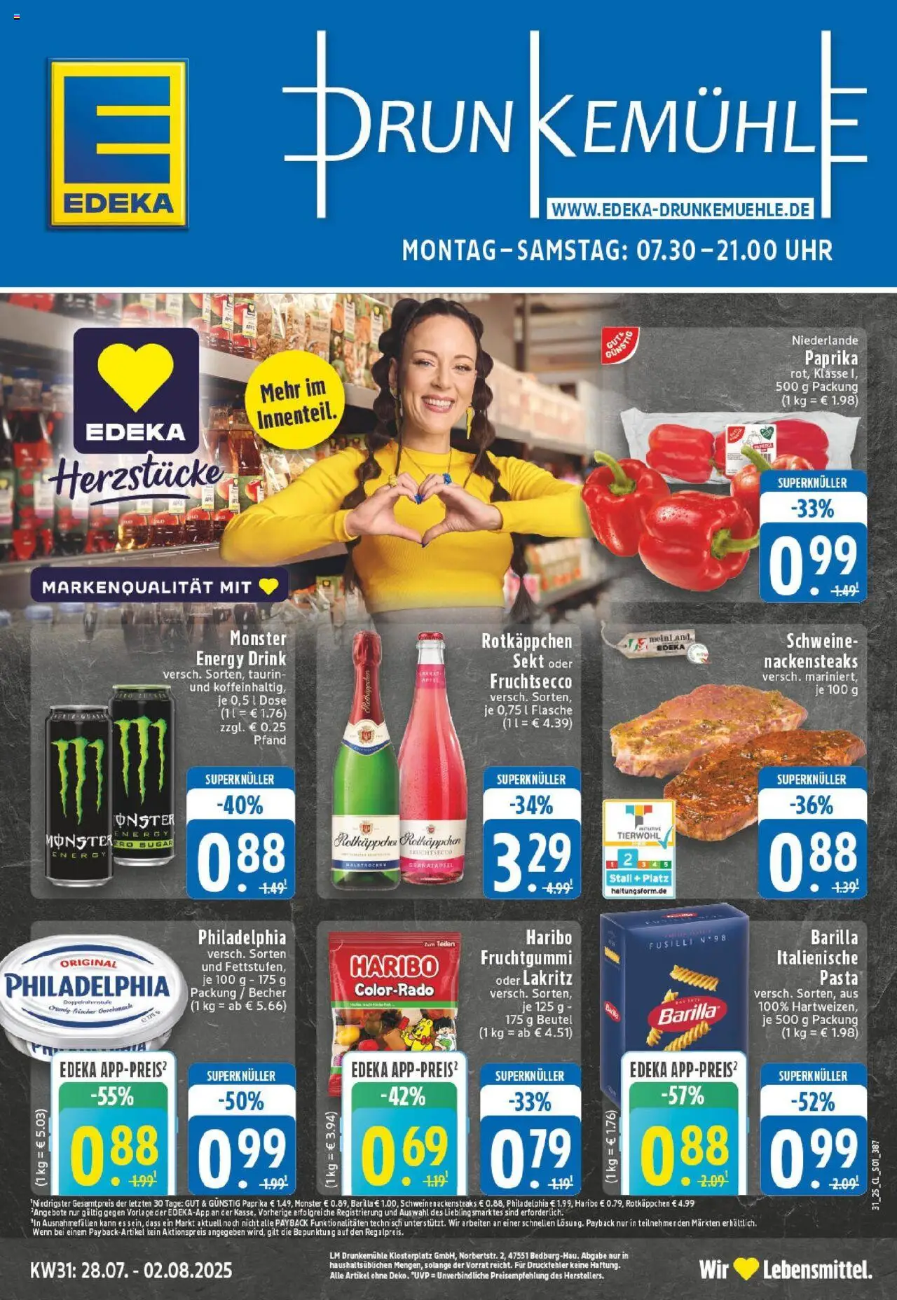 Edeka prospekt Bedburg Hau	 - gültig ab dem 27.07.2025 | Seite: 1 | Produkte: Energy, Rotkäppchen, Pasta, Uhr