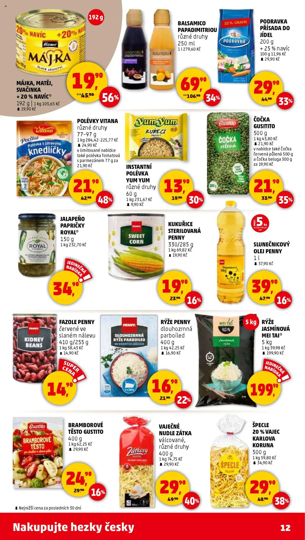 Penny Market leták - Čtvrtečník od 05.06.2025 | Strana: 12 | Produkty: Rýže, Špecle, Fazole, Těsto