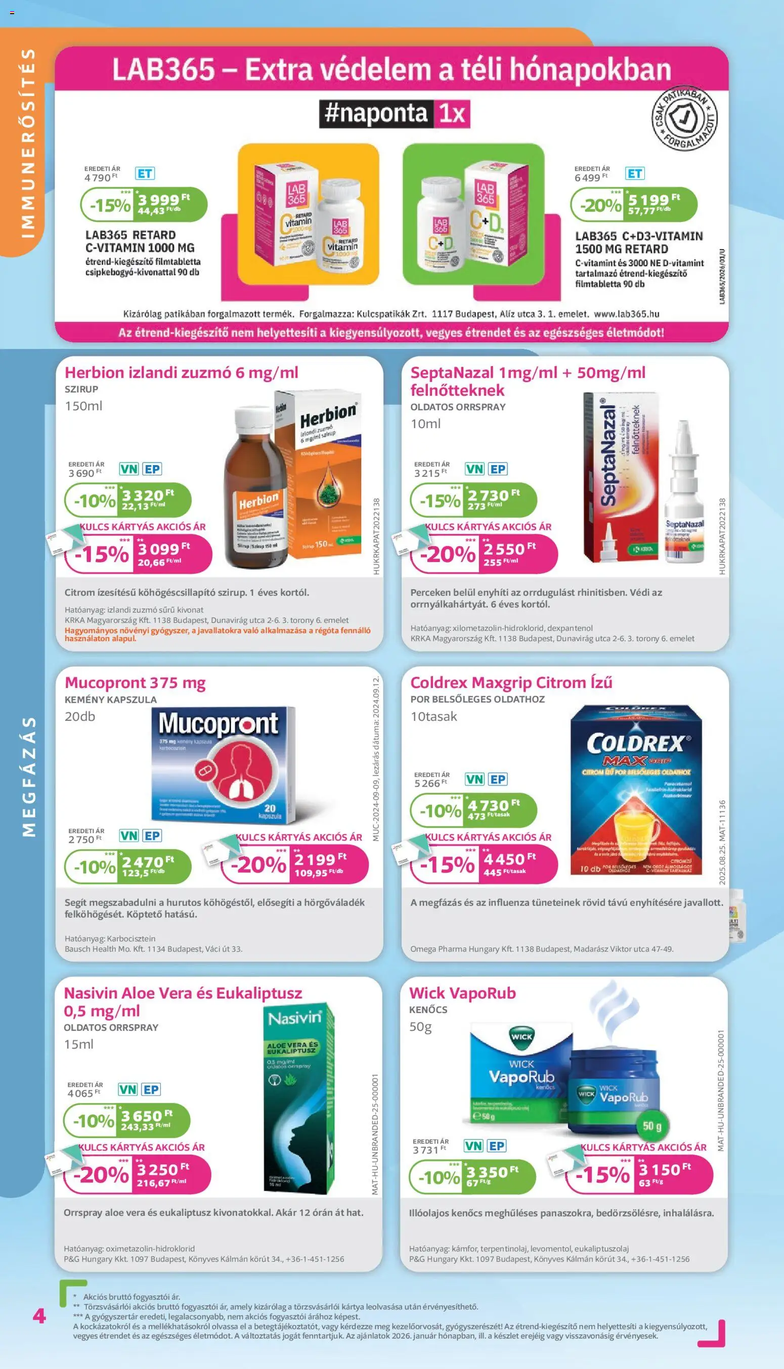 Kulcs Patika akciós ujság - amely érvényes a következő dátumtól: 01.01.2026 | Oldal: 4 | Termékek: Aloe vera, Citrom