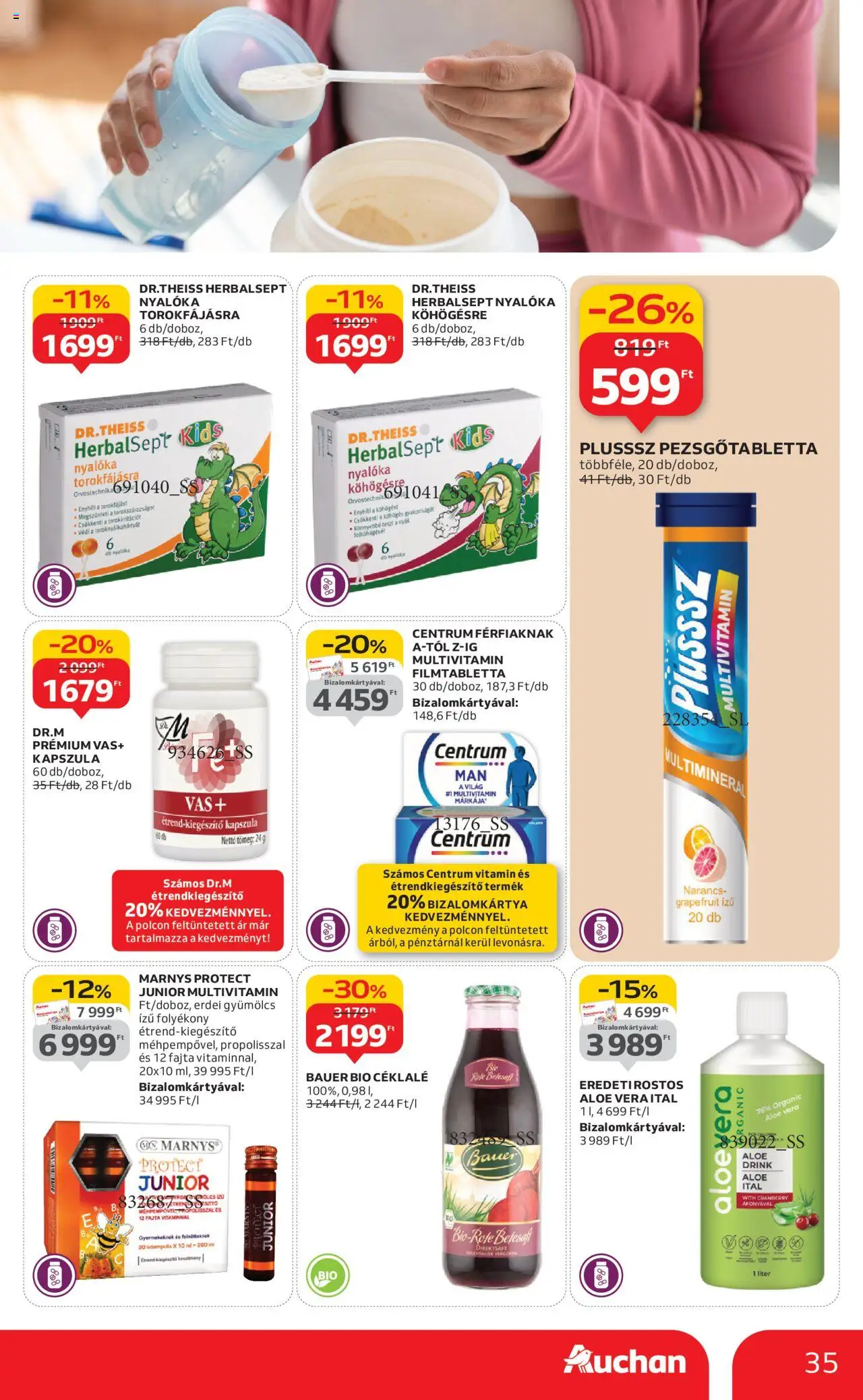 Auchan akciós ujság - amely érvényes a következő dátumtól: 09.10.2025 | Oldal: 35 | Termékek: Aloe vera ital, Aloe vera, Multivitamin, Grapefruit