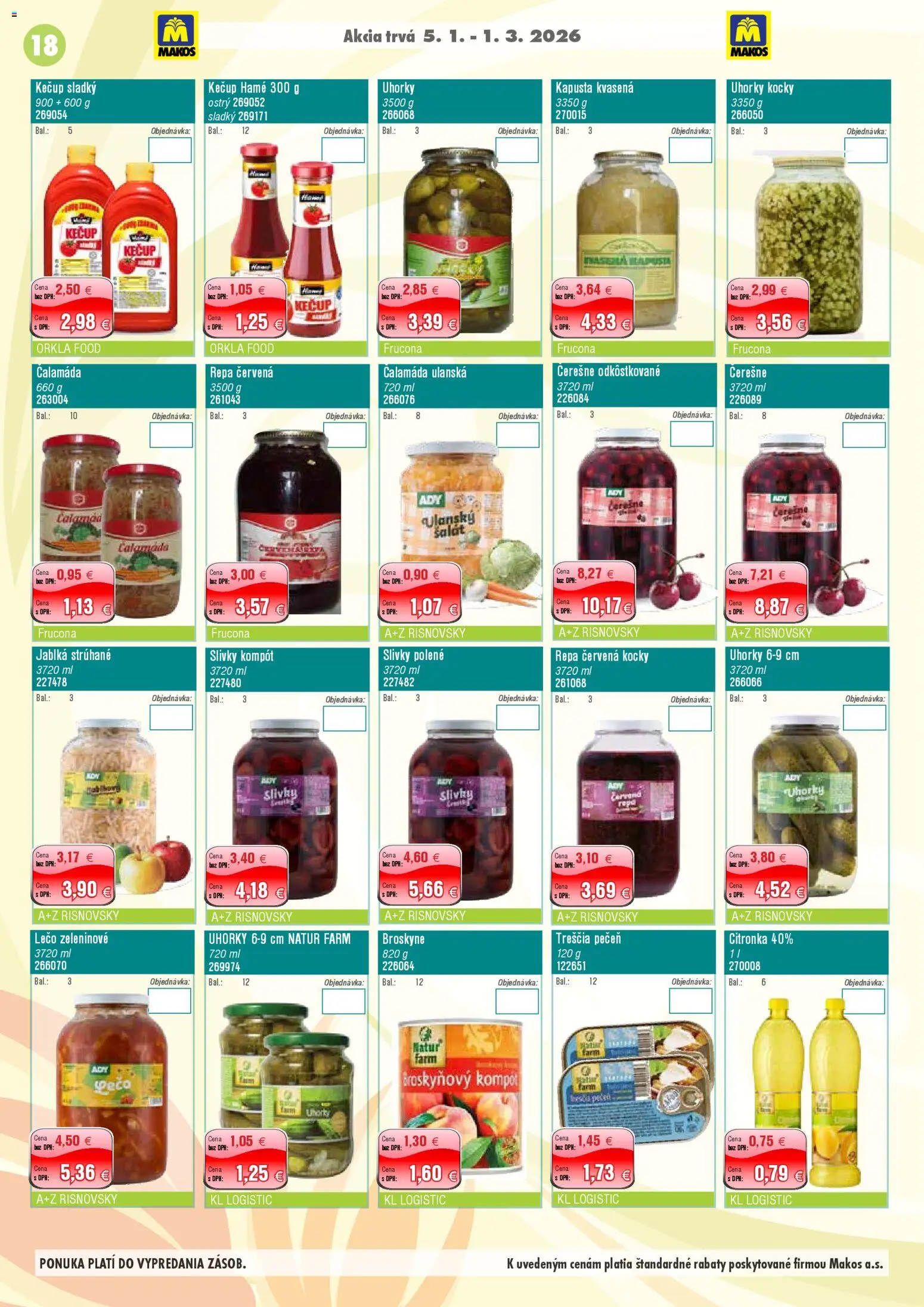 Nové Makos akcie – leták je platný od 05.01.2026 | Strana: 18 | Produkty: Jablká, Čerešne, Slivky, Uhorky