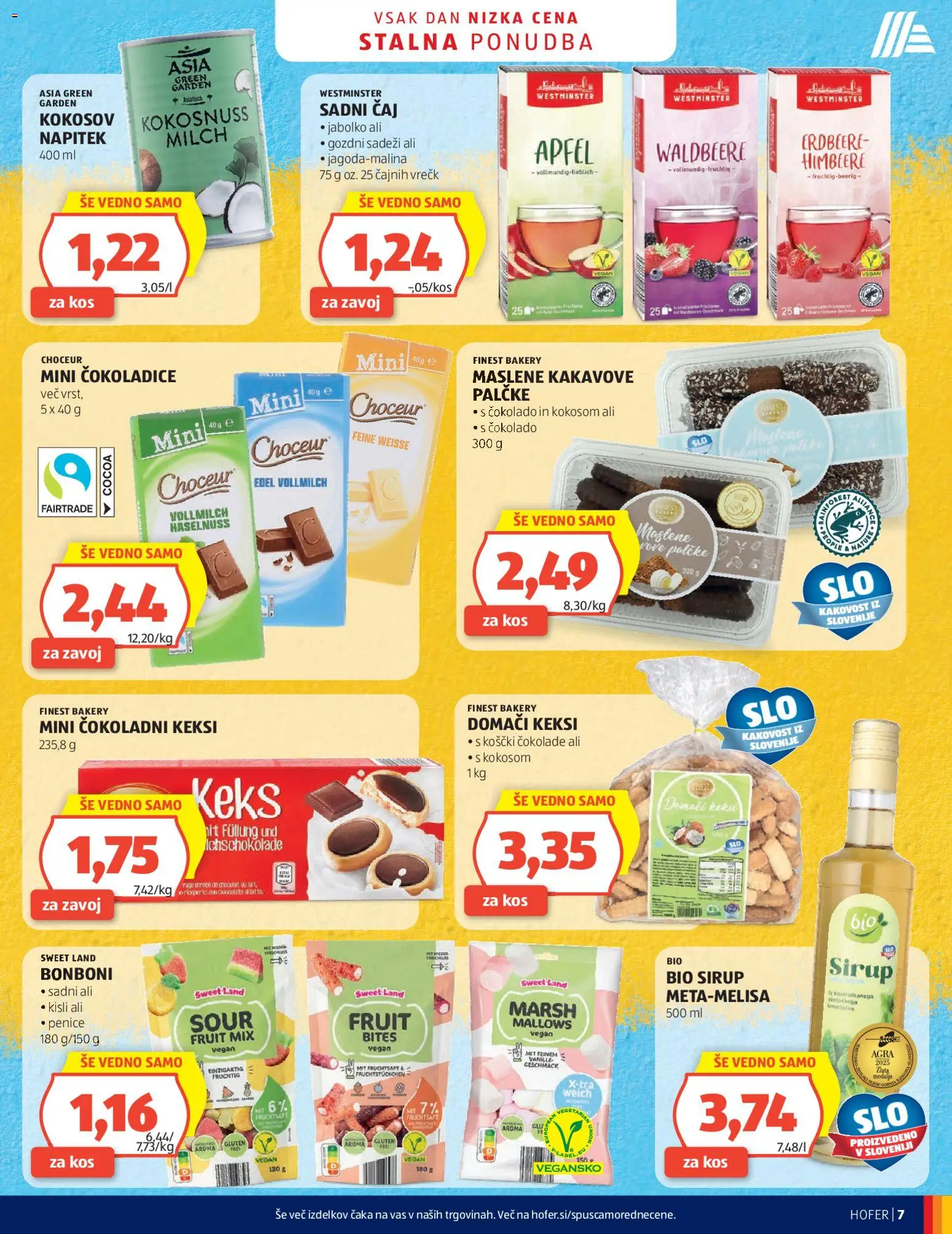 Novi Hofer katalog ponudbe – veljaven od 25.02.2026 | Stran: 7 | Izdelki: Bonboni, Sirup, Kos, Caj