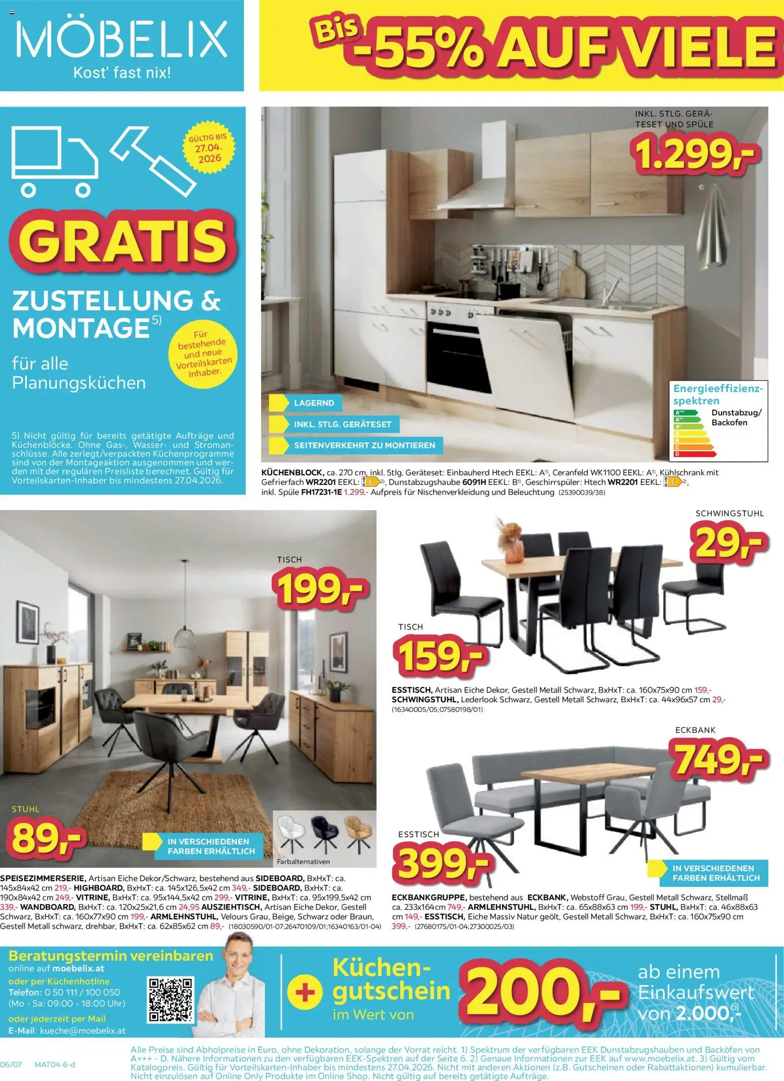 Möbelix Angebote gültig ab 21.04.2026 | Seite: 6 | Produkte: Telefon, Kühlschrank, Geschirrspüler, Tisch