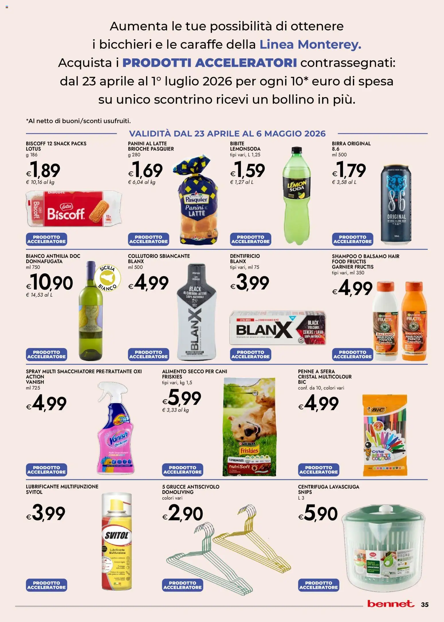 Volantino bennet del 23.04.2026 | Pagina: 35 | Prodotti: Lavasciuga, Smacchiatore, Bibite, Penne