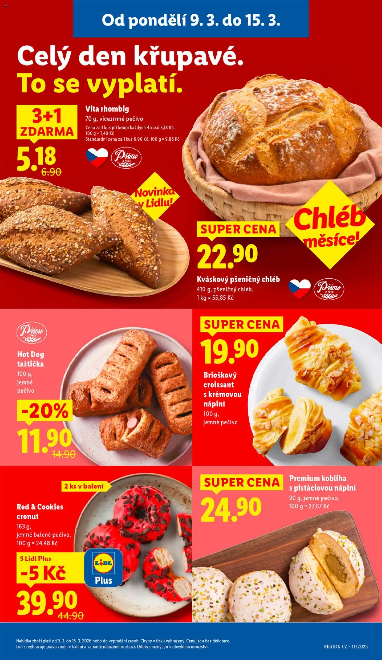 Lidl leták od 09.03.2026 | Strana: 13 | Produkty: Chléb, Hot dog, Pečivo, Cronut
