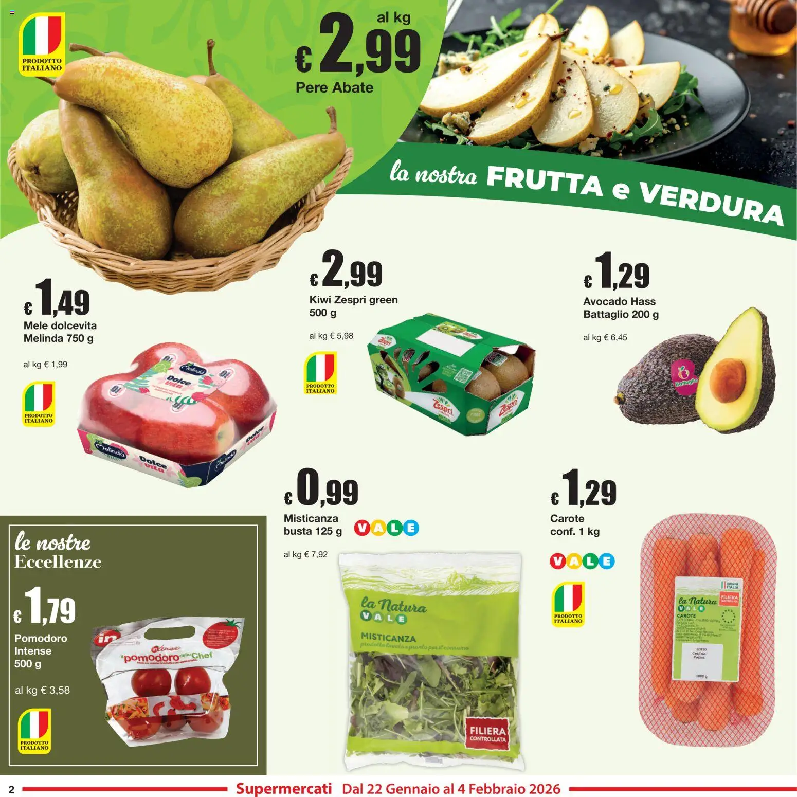 Volantino Sì con Te del 22.01.2026 | Pagina: 2 | Prodotti: Mele, Kiwi, Frutta, Carote