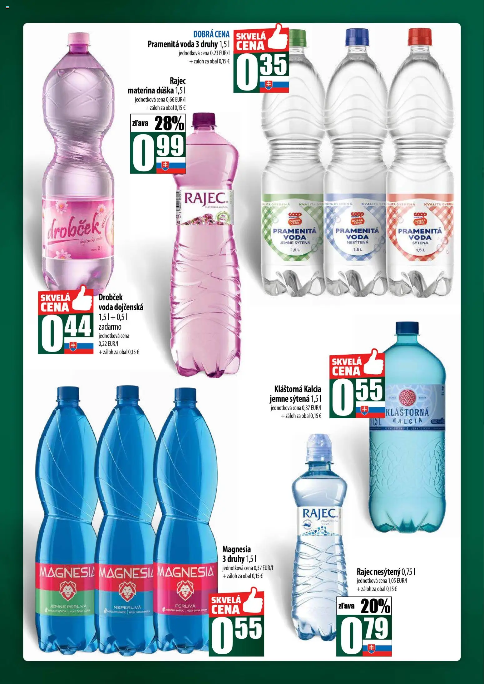 Nové COOP Jednota akcie – leták je platný od 23.10.2025 | Strana: 50 | Produkty: Rajec, Magnesia, Voda