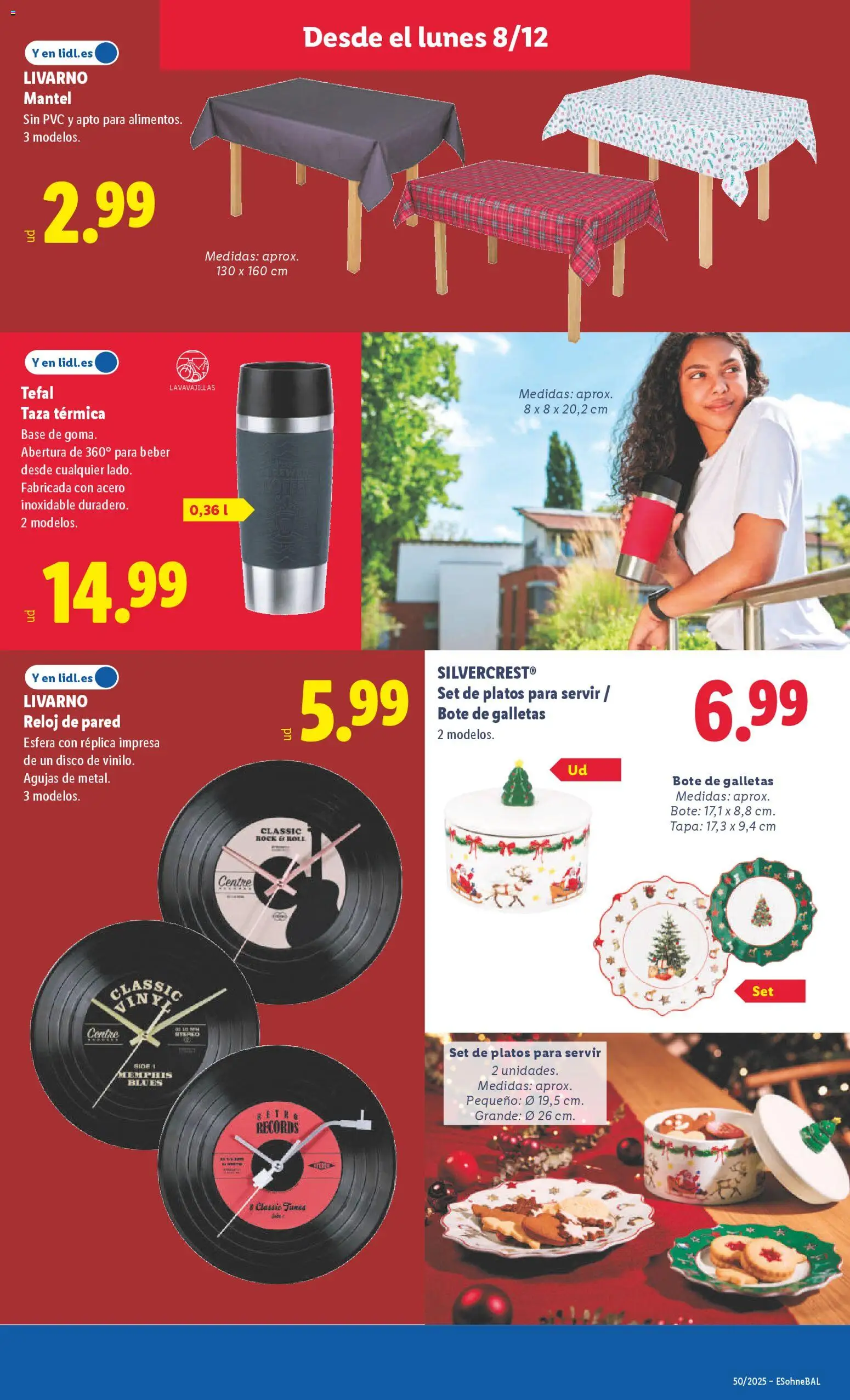 Lidl folleto de bazar │ válido desde el 08.12.2025 | Página: 15 | Productos: Mantel, Reloj, Disco, Lavavajillas