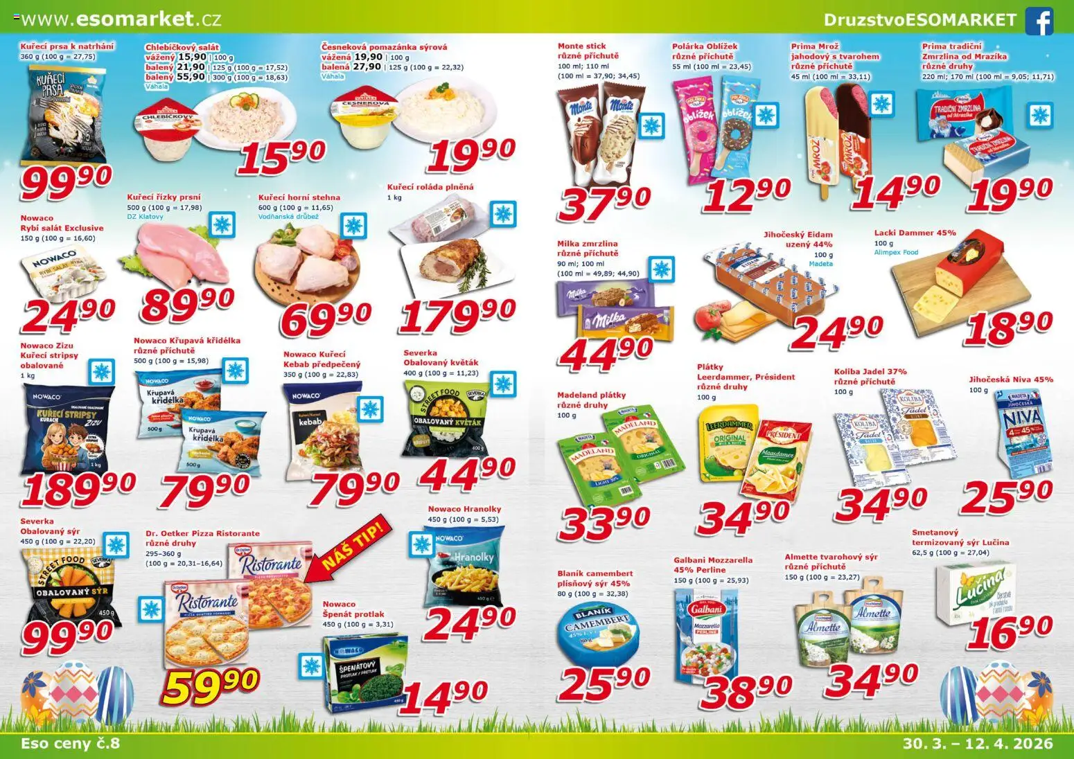 Eso market leták od 30.03.2026 | Strana: 4 | Produkty: Milka, Salát, Plísňový sýr, Milka zmrzlina