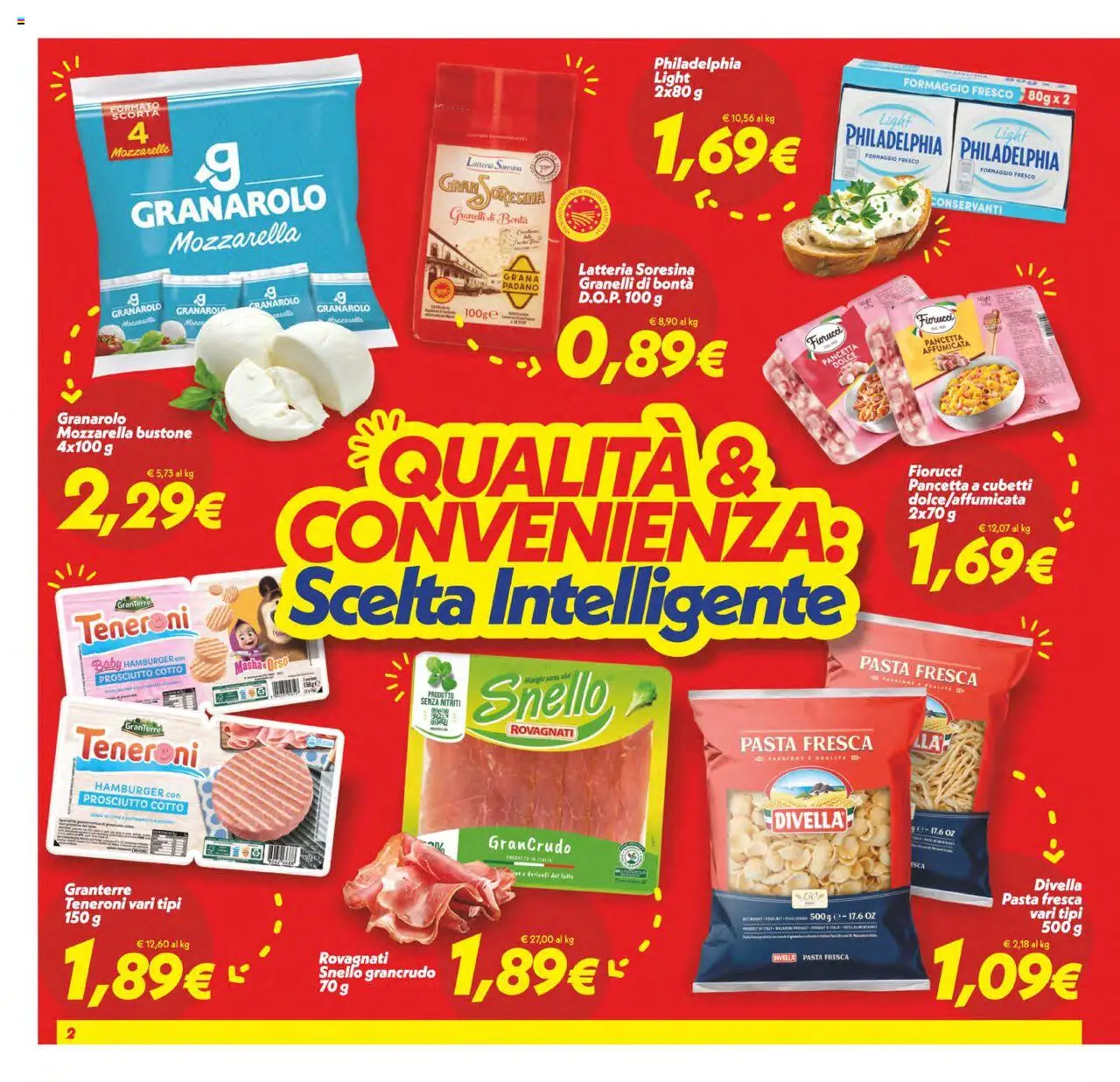 Volantino SuperConveniente del 03.06.2025 | Pagina: 2 | Prodotti: Mozzarella, Latte, Formaggio, Prosciutto