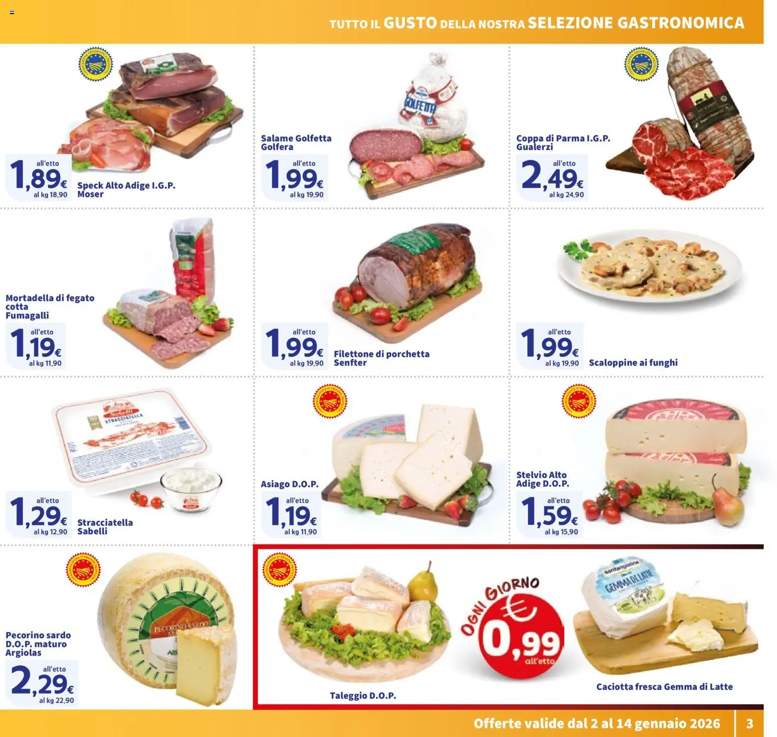Volantino SIGMA del 02.01.2026 | Pagina: 3 | Prodotti: Speck, Porchetta, Funghi, Pecorino