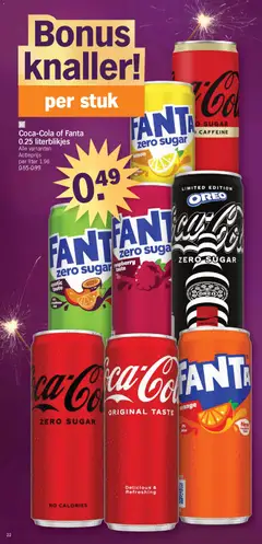 Coca-Cola of Fanta, 0.25 literblikjes Alle varianten - Voorbeeld van een folder van Albert Heijn, geldig van 27.12.2025 | Pagina: 22
