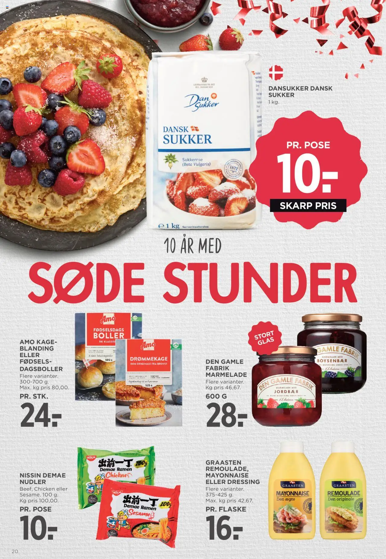 Meny tilbudsavis – gyldig fra 03.10.2025 | Side: 22 | Produkter: Nudler, Jordbær, Dressing, Sukker