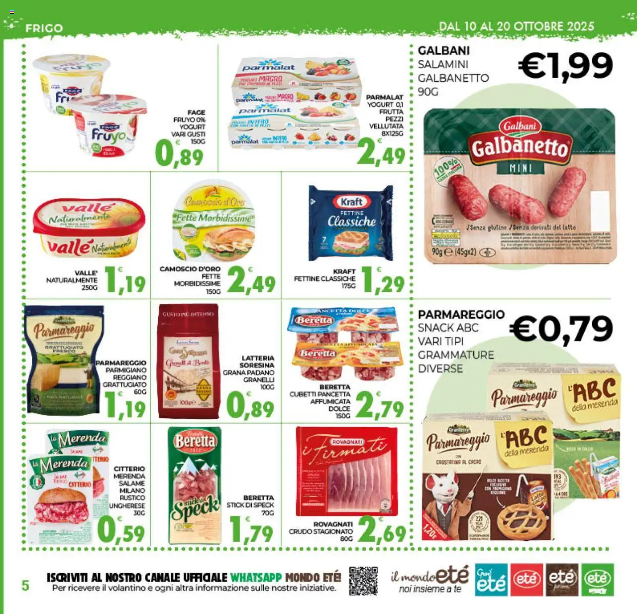 Volantino Eté del 10.10.2025 | Pagina: 5 | Prodotti: Yogurt, Pancetta, Latte, Parmigiano