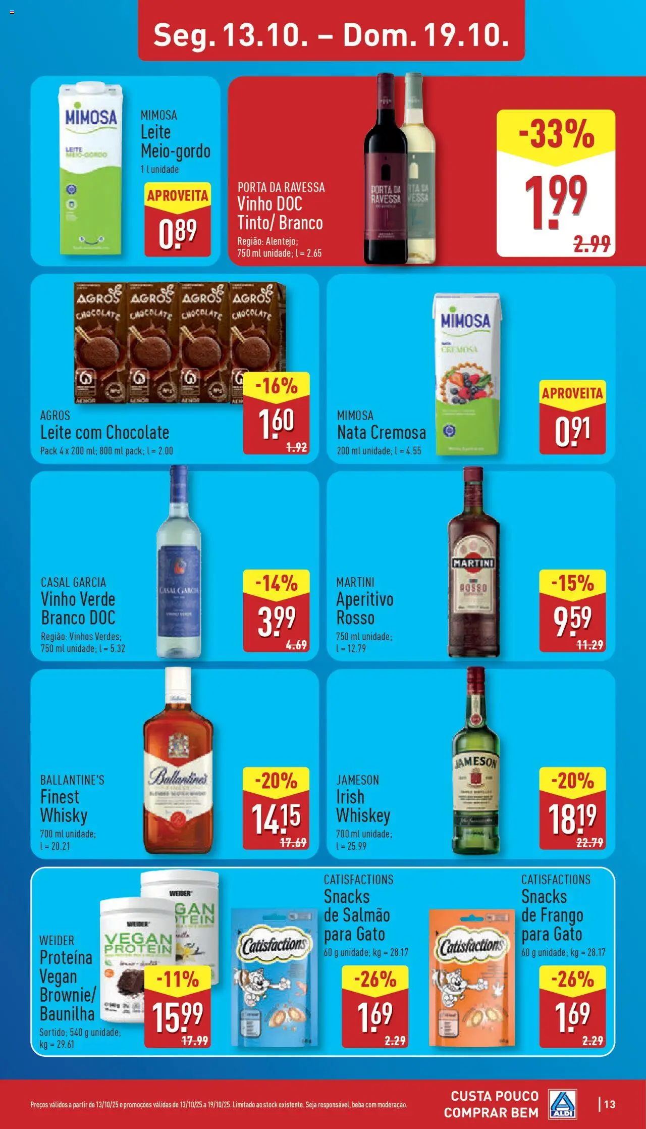Aldi folheto │ válido de 13.10.2025 | Página: 13 | Produtos: Whisky, Porta, Salmão, Chocolate
