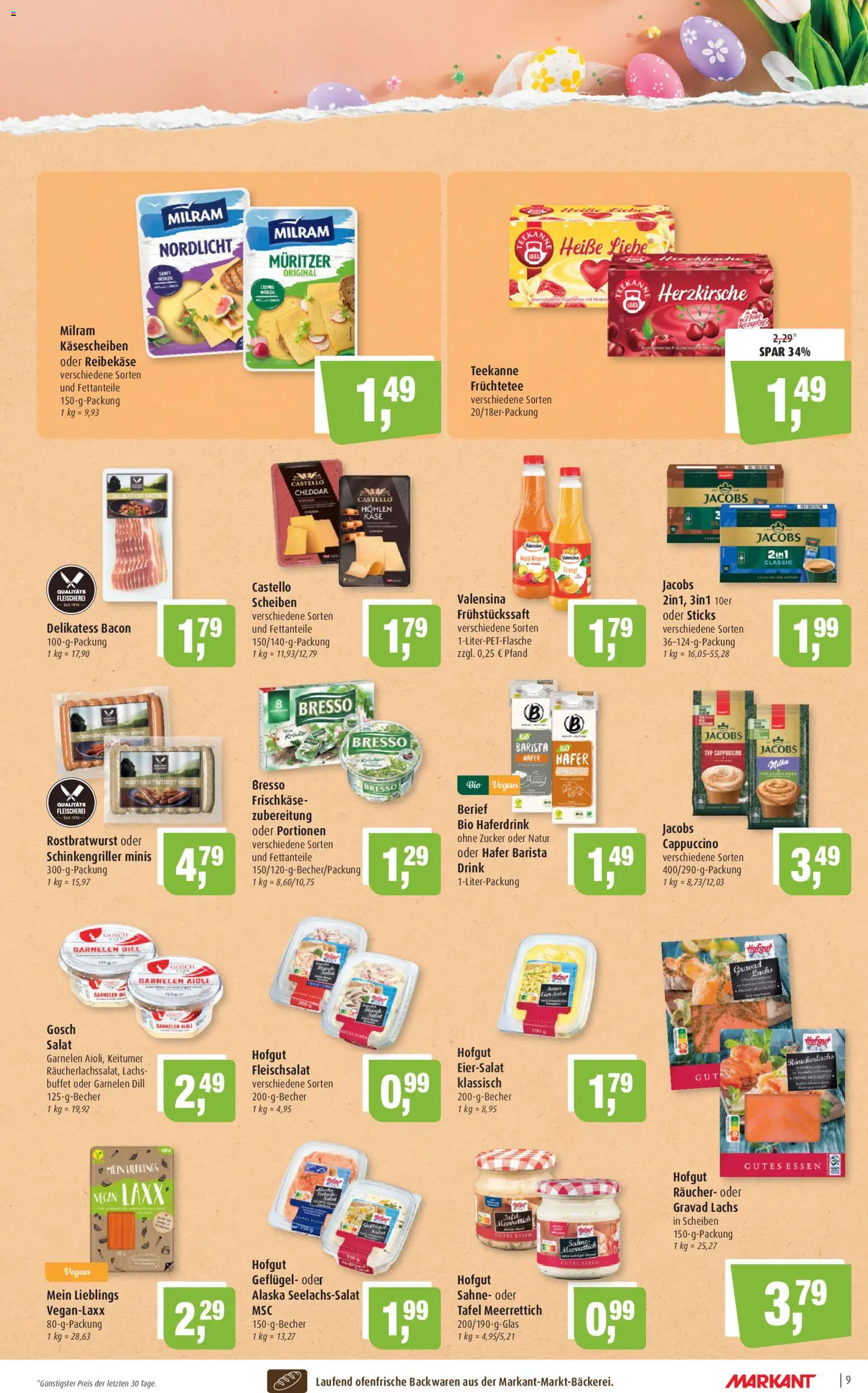 Markant Prospekt 	 – gültig ab 30.03.2026 | Seite: 9 | Produkte: Käse, Valensina, Teekanne, Salat