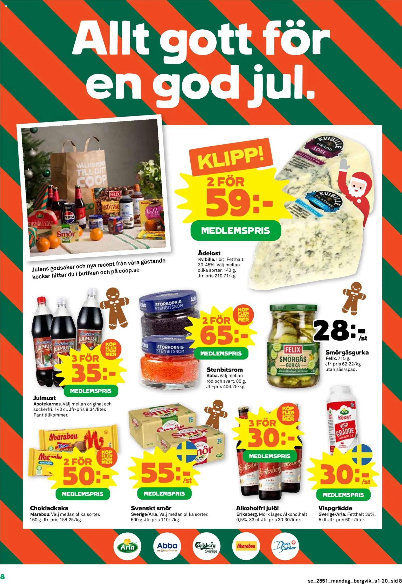 Stora Coop reklamblad aktuell från 15.12.2025 | Sida: 8 | Produkter: Visp, Chokladkaka, Gurka, Vispgrädde
