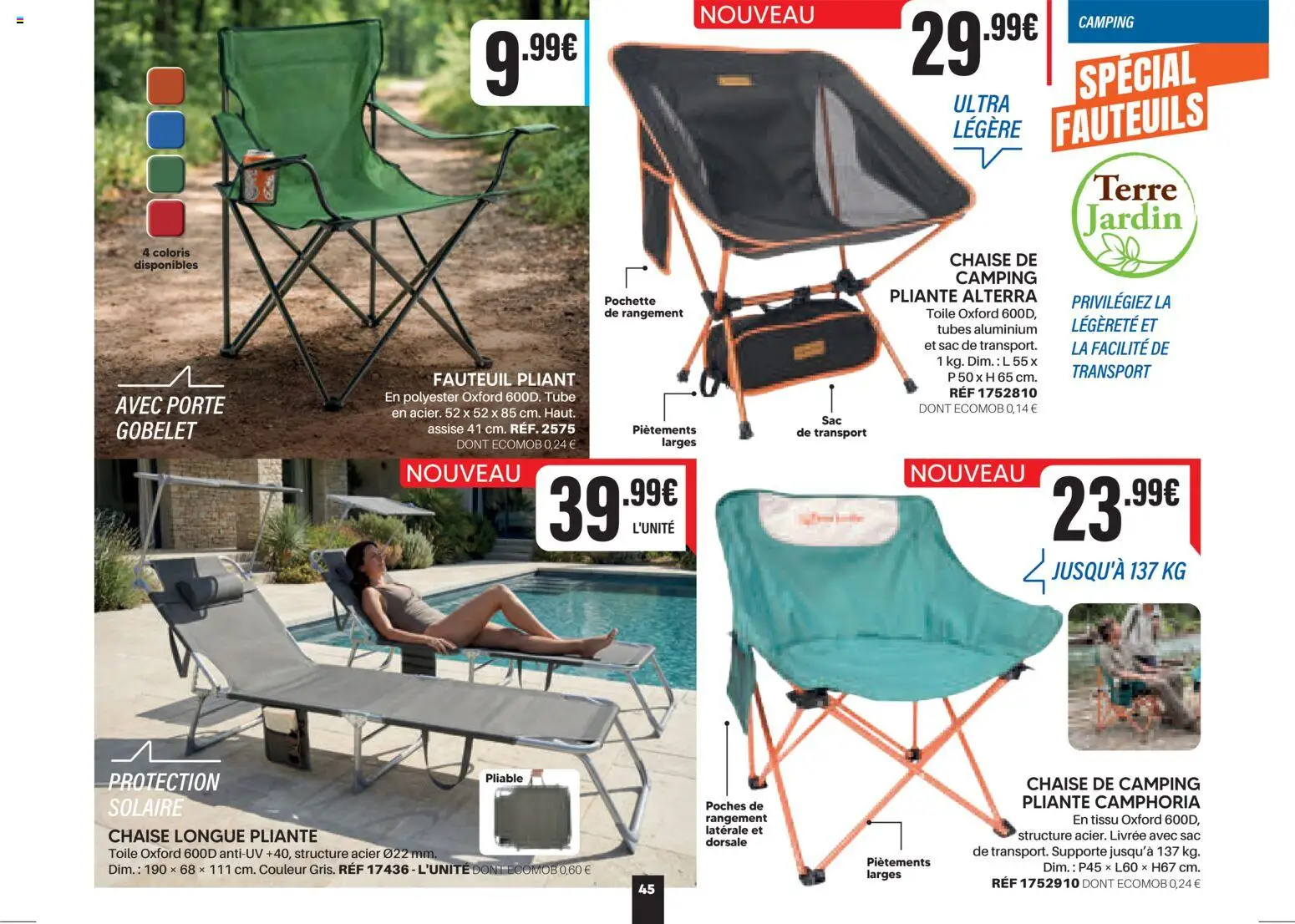 {H1} | Page: 45 | Produits: Porte, Fauteuil, Chaise, Chaise de camping