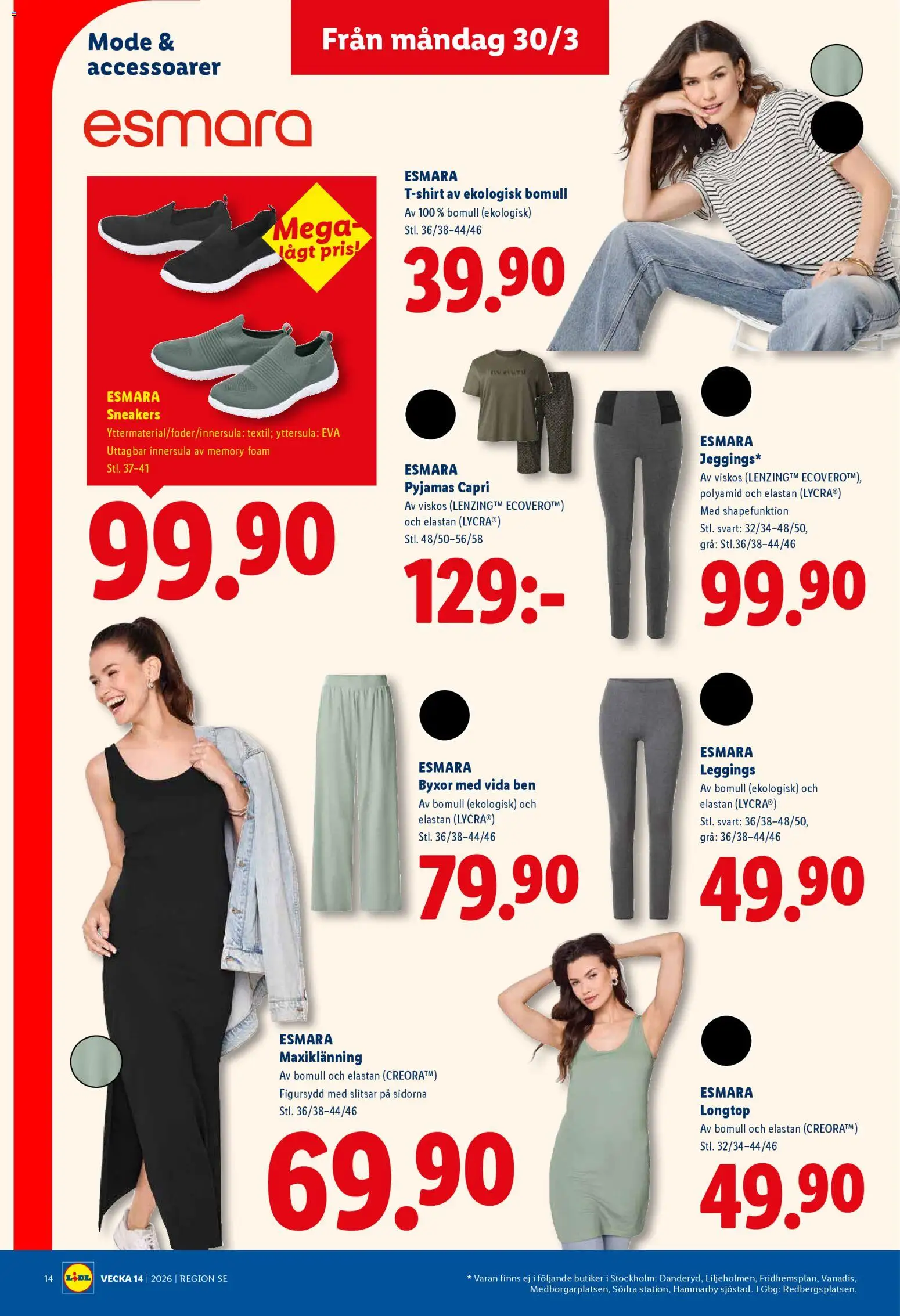 Lidl reklamblad aktuell från 01.04.2026 | Sida: 16 | Produkter: Byxor, Pyjamas, Leggings, Sneakers