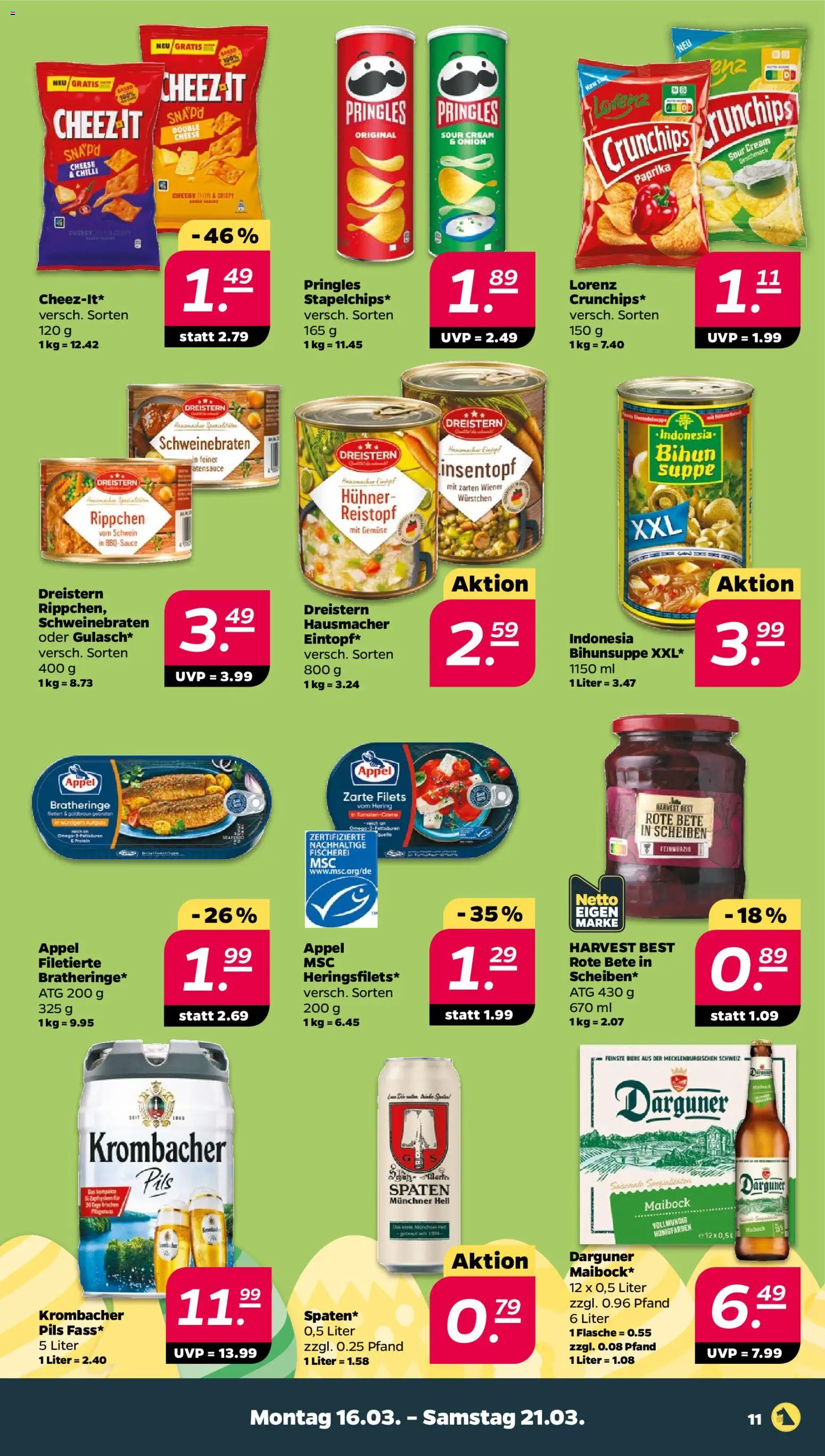 Netto Prospekt 	 – gültig ab 16.03.2026 | Seite: 11 | Produkte: Wiener wurstchen, Pils, Gemüse, Krombacher