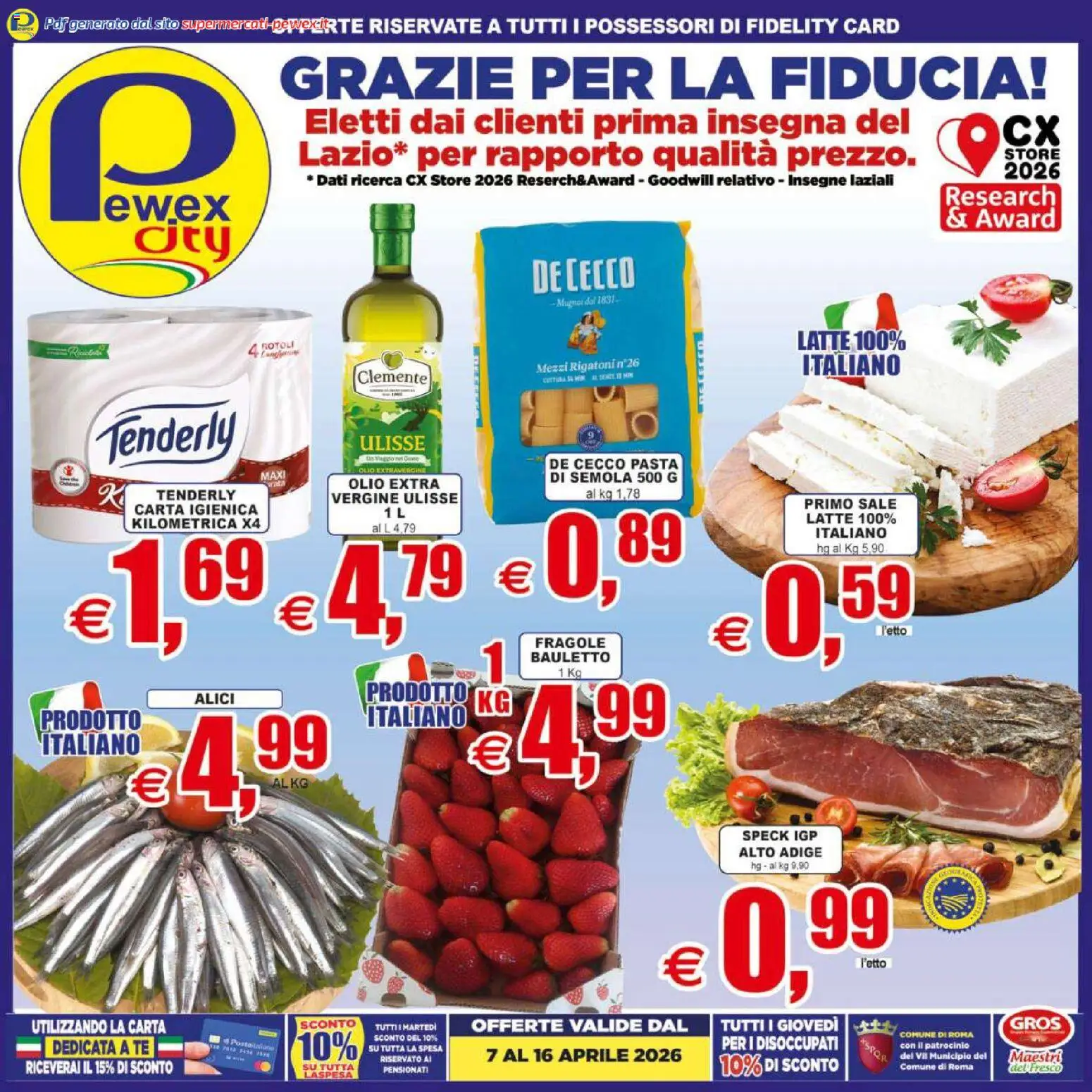 Volantino Pewex del 07.04.2026 | Pagina: 1 | Prodotti: Speck, Tè, Latte, Alici
