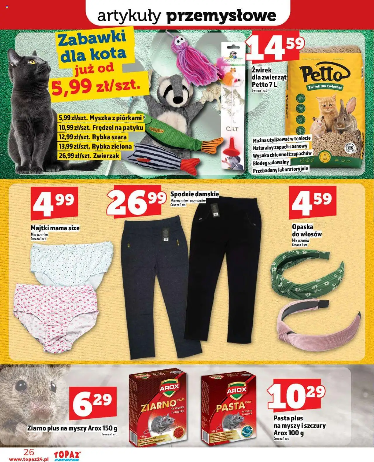 Topaz Gazetka - Express od 11.09.2025 | Strona: 26 | Produkty: Spodnie, Myszka, Artykuły przemysłowe, Zapach