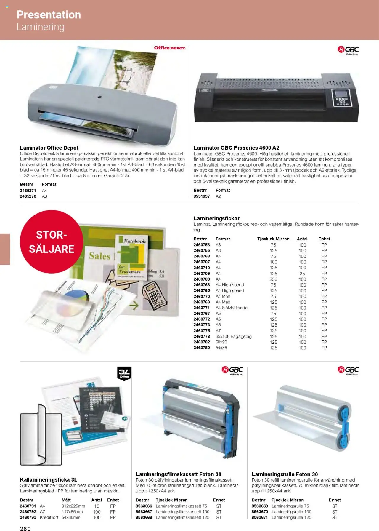 Office Depot reklamblad aktuell från 01.02.2025 | Sida: 262 | Produkter: Lamineringsmaskin, Laminator