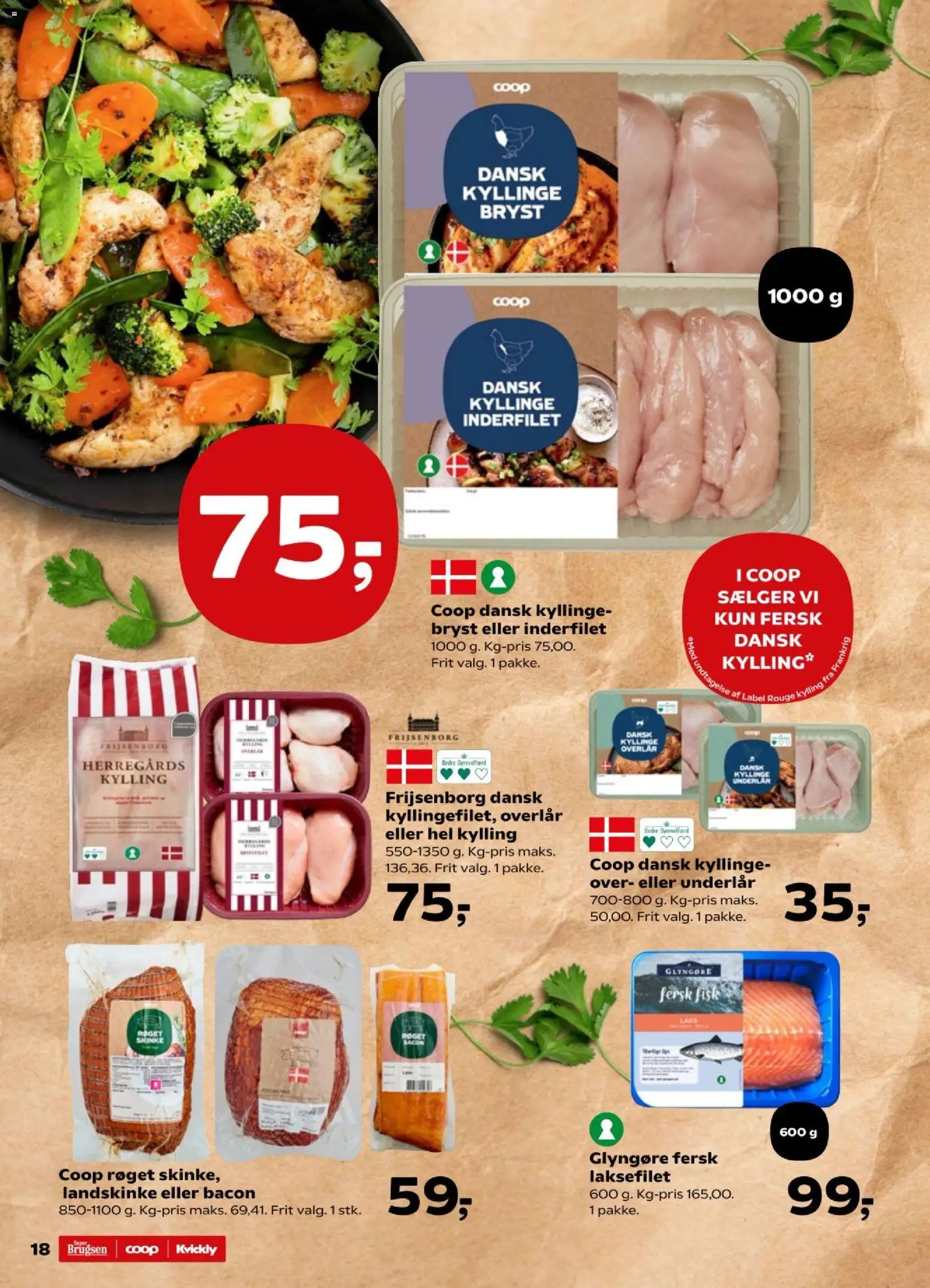 Kvickly tilbudsavis – gyldig fra 16.01.2026 | Side: 18 | Produkter: Fisk, Bacon