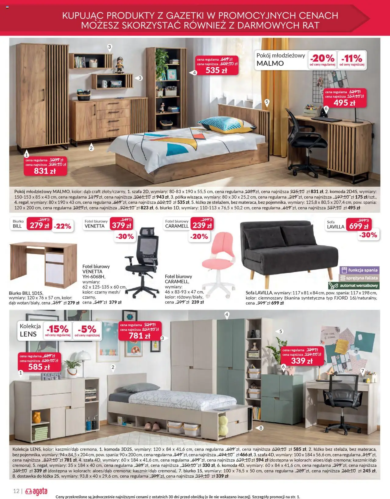 Salony Agata Gazetka od 24.09.2025 | Strona: 12 | Produkty: Szafa, Komoda, Sofa, Półka