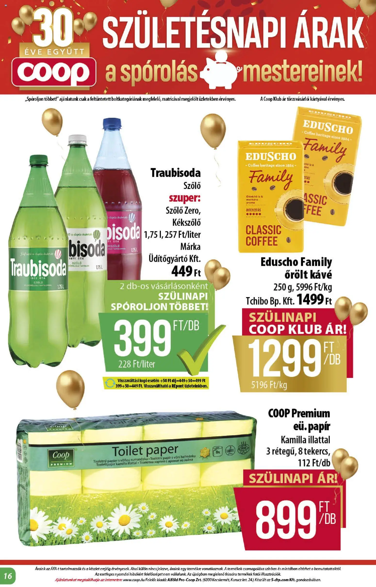 COOP akciós ujság - amely érvényes a következő dátumtól: 11.12.2025 | Oldal: 16 | Termékek: Szőlő, Kávé, Őrölt kávé