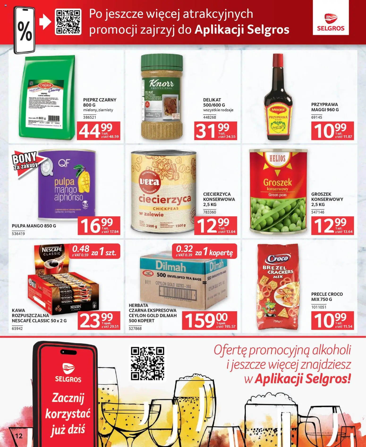 Selgros cash&carry Gazetka - Oferta dla gastronomii od 19.02.2026 | Strona: 12 | Produkty: Groszek, Ciecierzyca, Pulpa mango, Pieprz