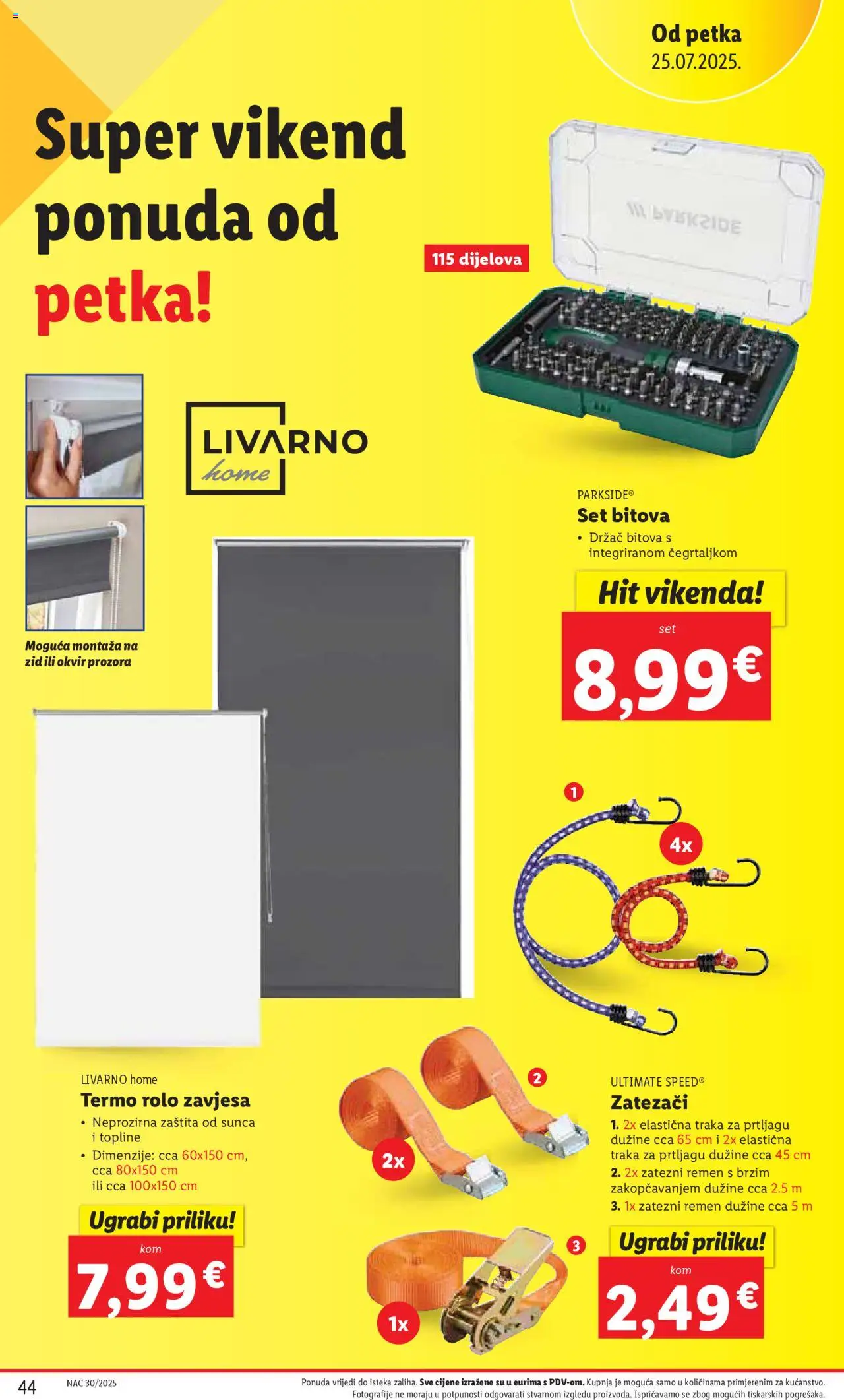 Lidl katalog | vrijedi od 24.07.2025 | Stranica: 44 | Proizvodi: Rolo zavjesa, Zavjesa, Parkside
