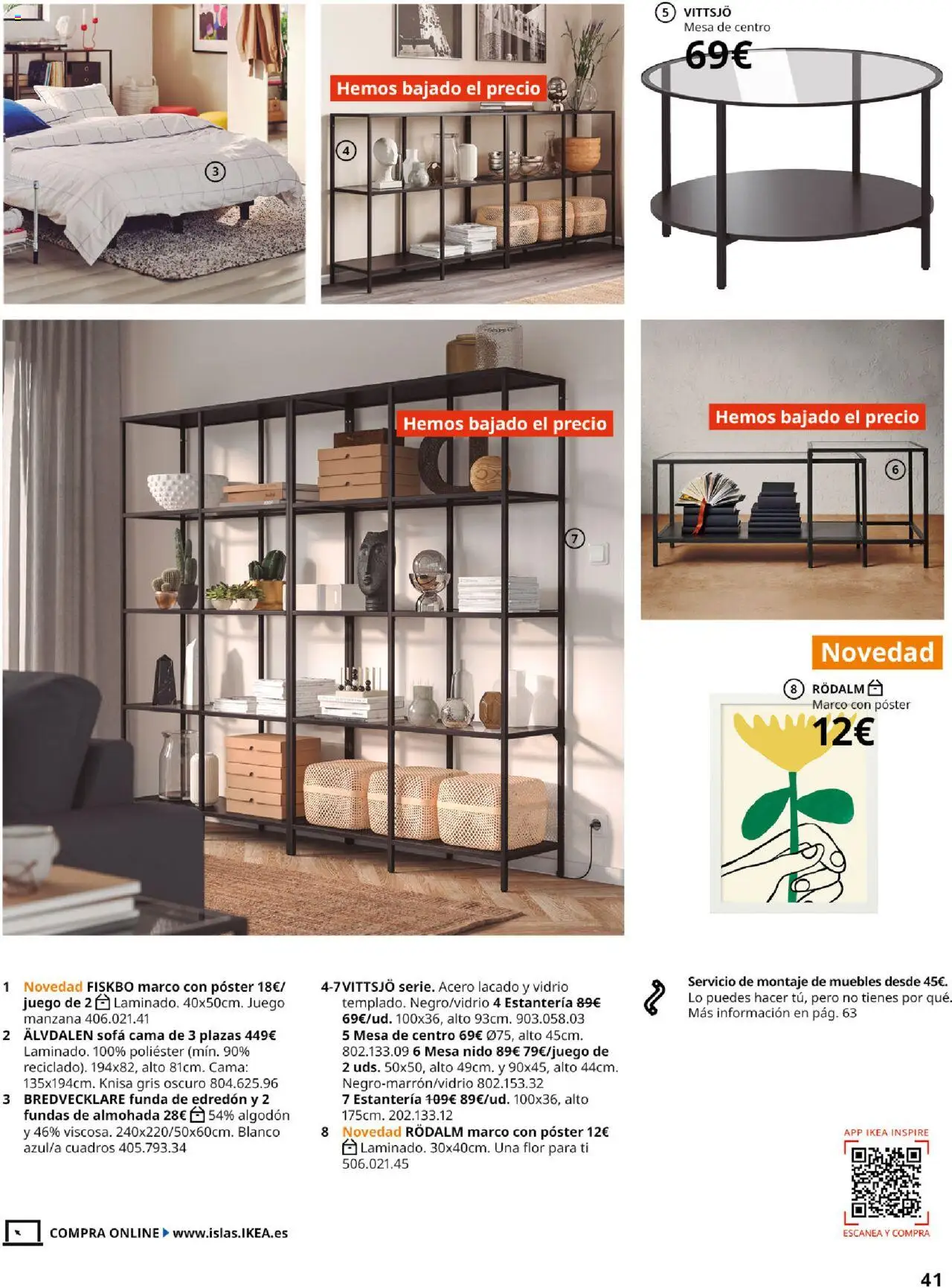 Catálogo IKEA Salones │ válido desde el 01.09.2025 | Página: 41 | Productos: Edredón, Sofá cama, Cama, Mesa