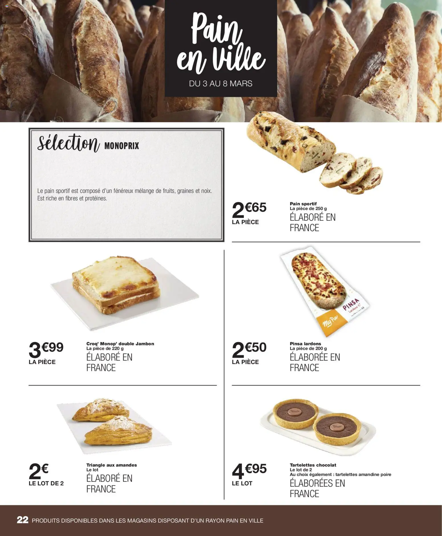 {H1} | Page: 22 | Produits: Pinsa, Pain sportif, Chocolat, Amandes