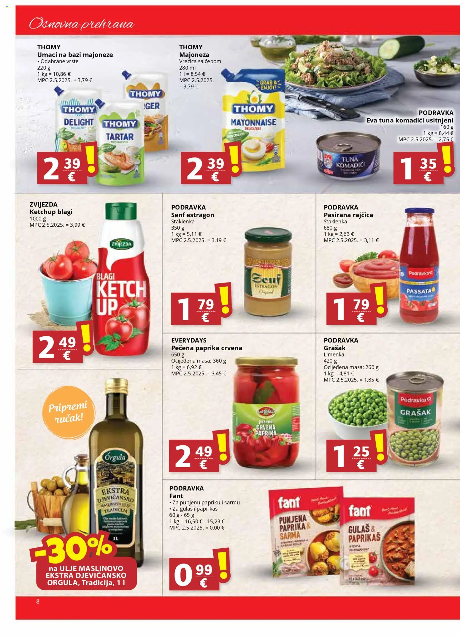 Djelo katalog | vrijedi od 21.01.2026 | Stranica: 8 | Proizvodi: Pasirana rajčica, Podravka, Paprika, Grašak