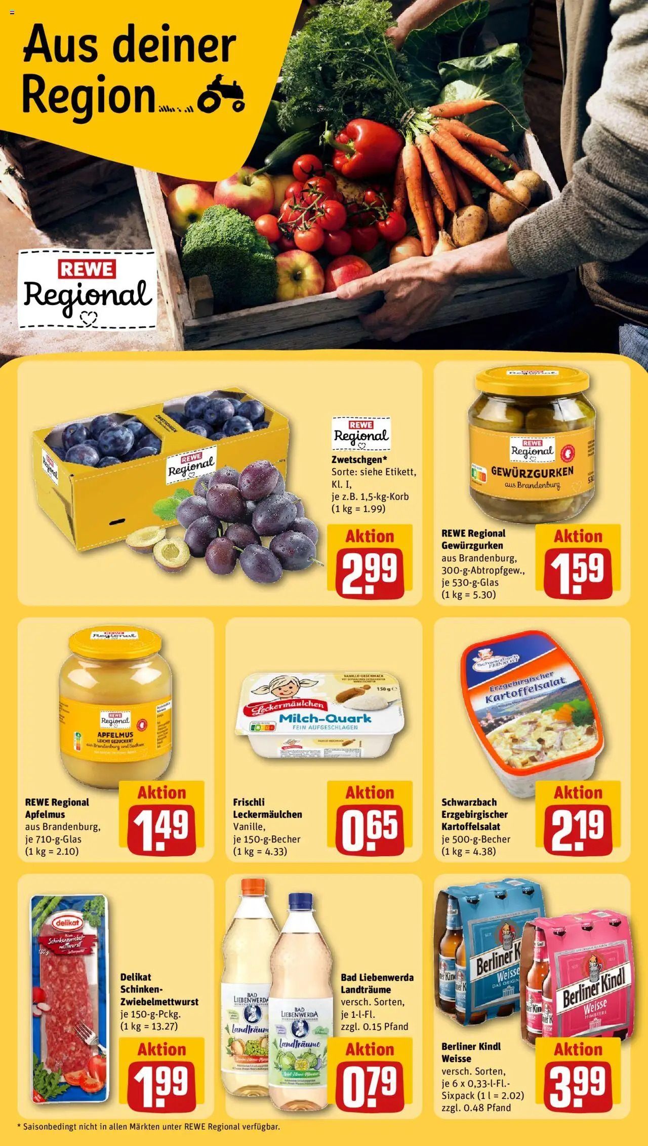 Rewe Prospekt 	 - gültig ab dem 18.08.2025 | Seite: 13 | Produkte: Bad, Zwetschgen, Himbeere, Schinken