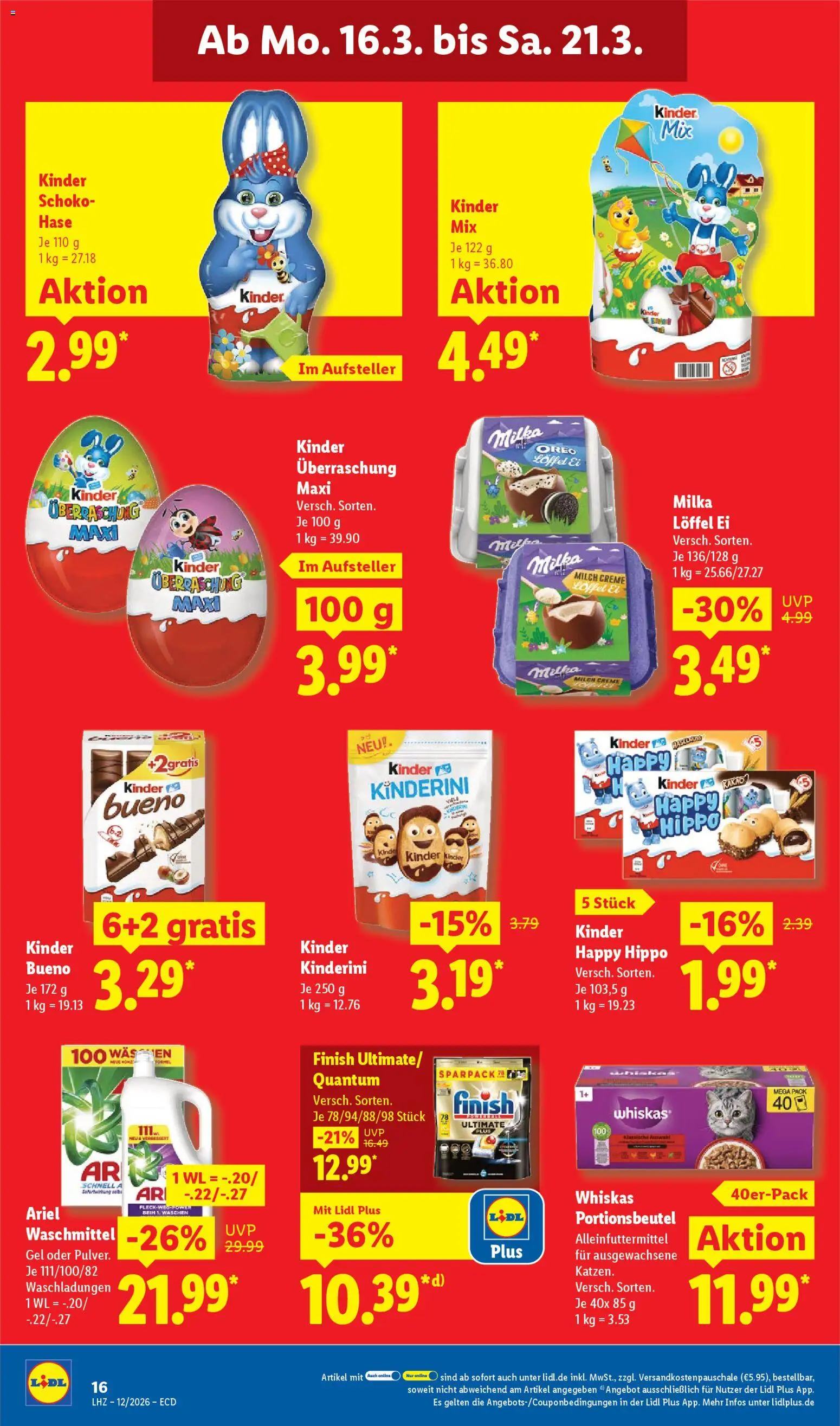 Lidl Prospekt – gültig ab 16.03.2026 | Seite: 30 | Produkte: Milch, Kinder bueno, Milka, Creme