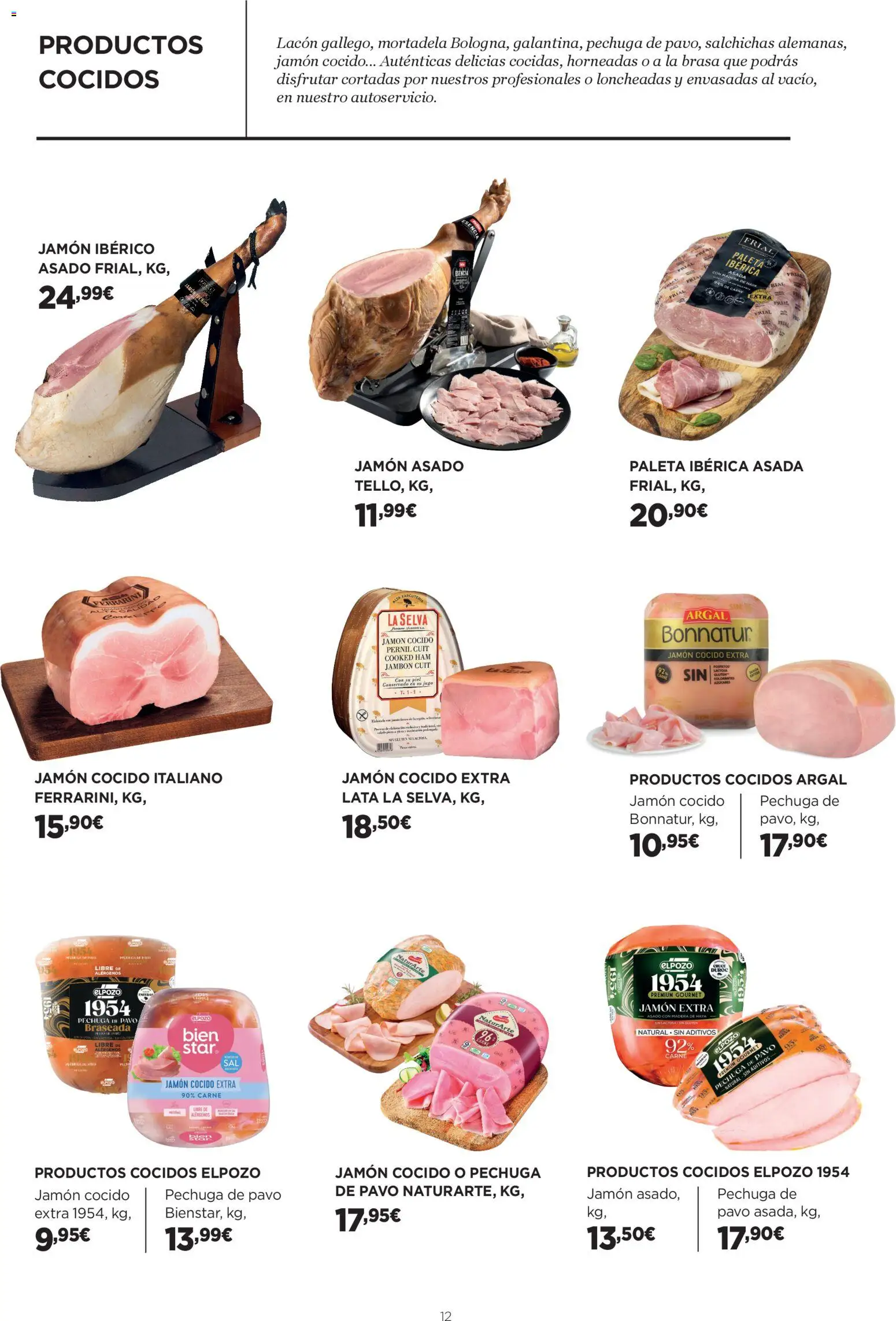 El Corte Inglés ofertas │ válido desde el 29.01.2026 | Página: 12 | Productos: Jamón ibérico, Jamón cocido, Jugo, Mortadela
