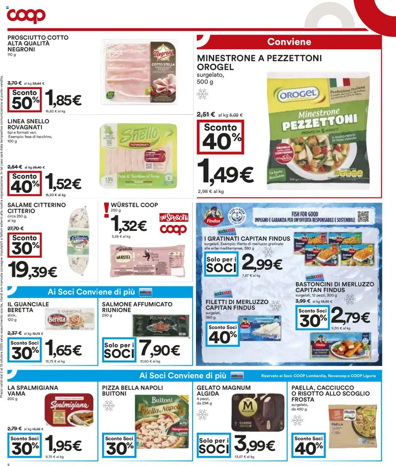 Volantino COOP del 02.10.2025 | Pagina: 8 | Prodotti: Minestrone, Prosciutto Cotto, Wurstel, Guanciale