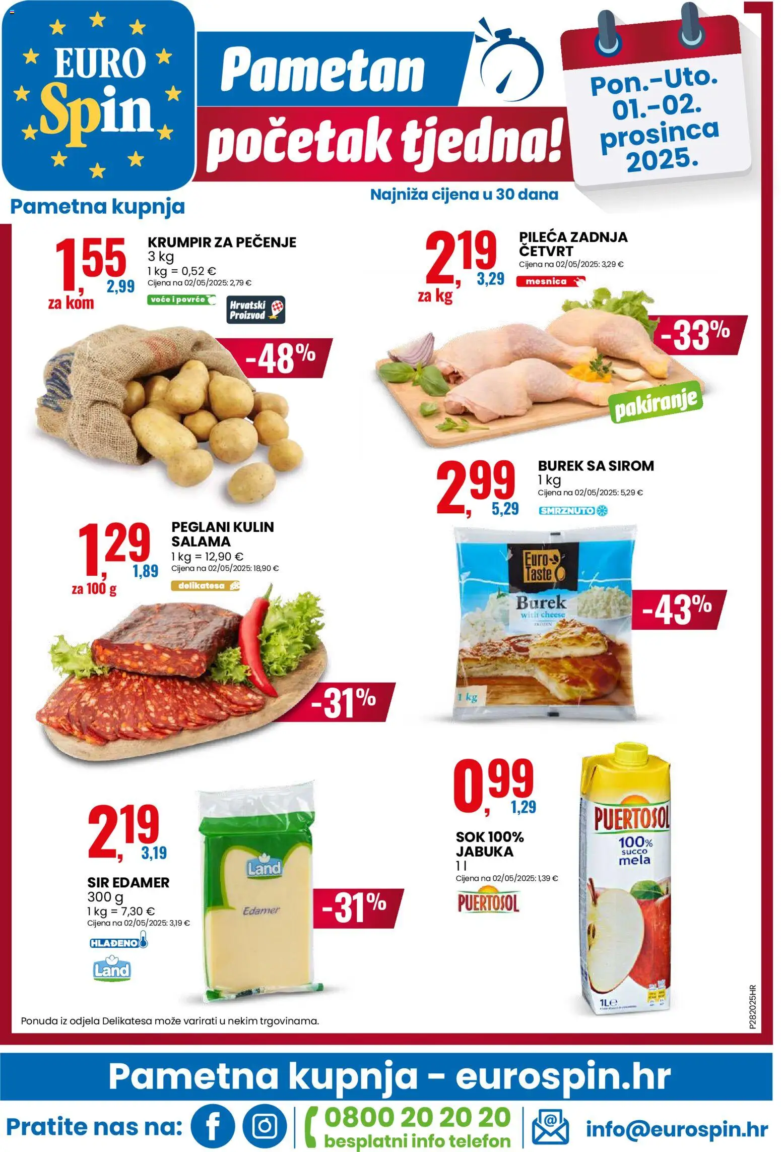 Eurospin katalog | vrijedi od 26.11.2025 | Stranica: 16 | Proizvodi: Sir, Salama, Sok, Krumpir