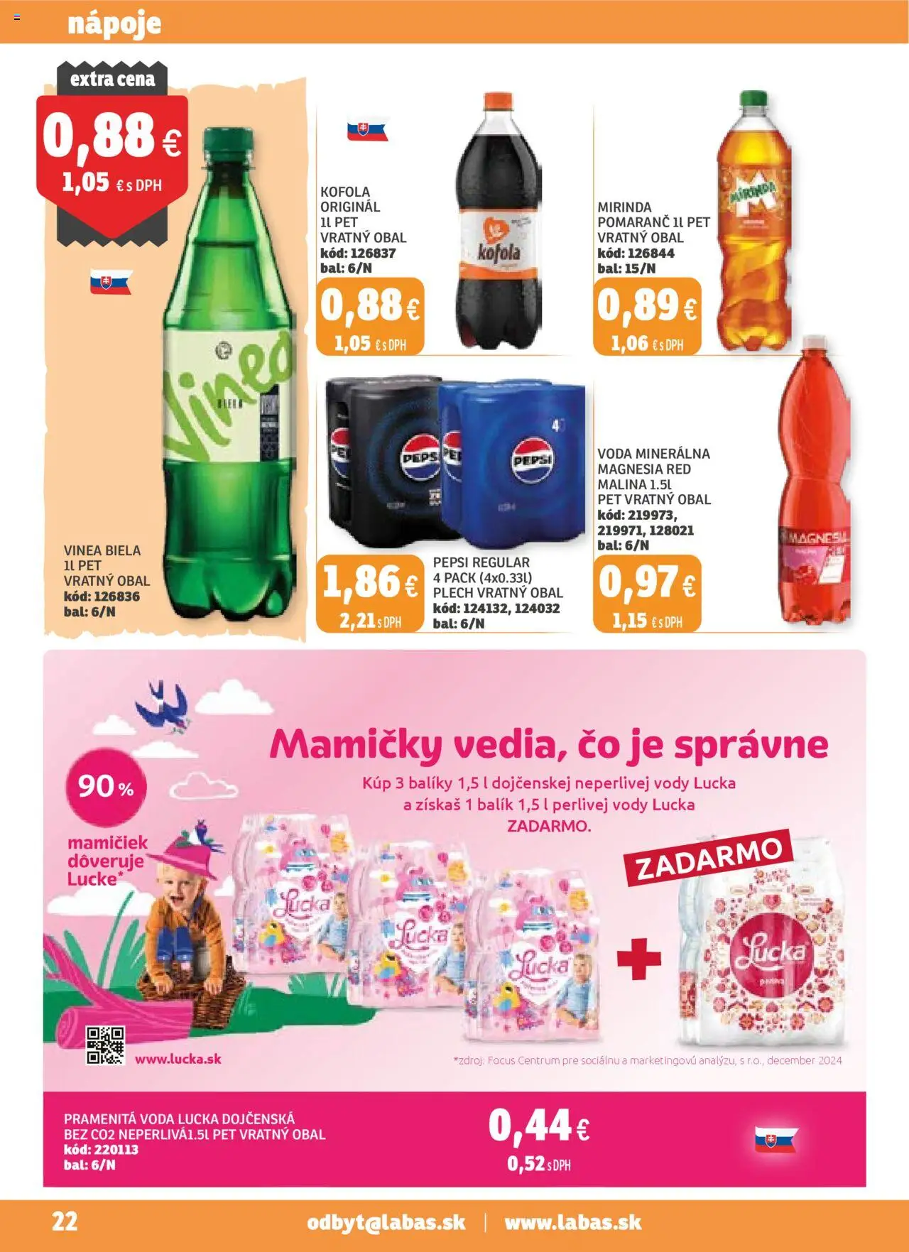 Nové Labaš akcie – leták je platný od 19.09.2025 | Strana: 22 | Produkty: Magnesia, Voda, Pepsi, Mirinda