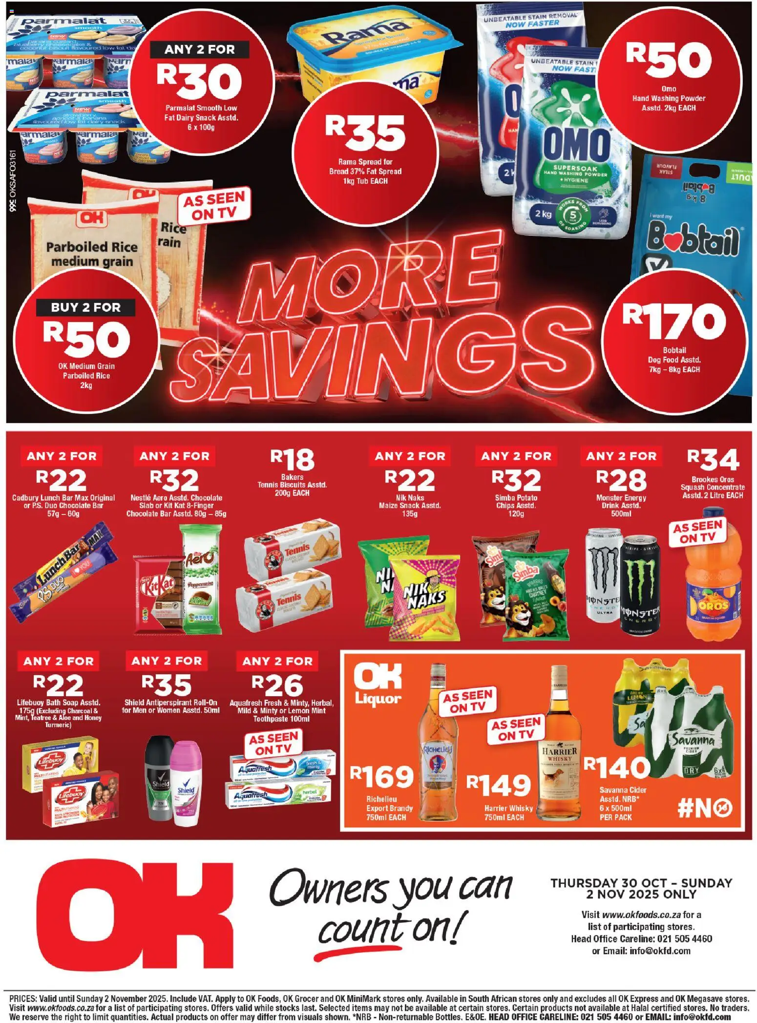 New OK Foods catalogue – valid from 30.10.2025 | Page: 2 | Products: Chutney, Chocolate, Chips, Washing powder